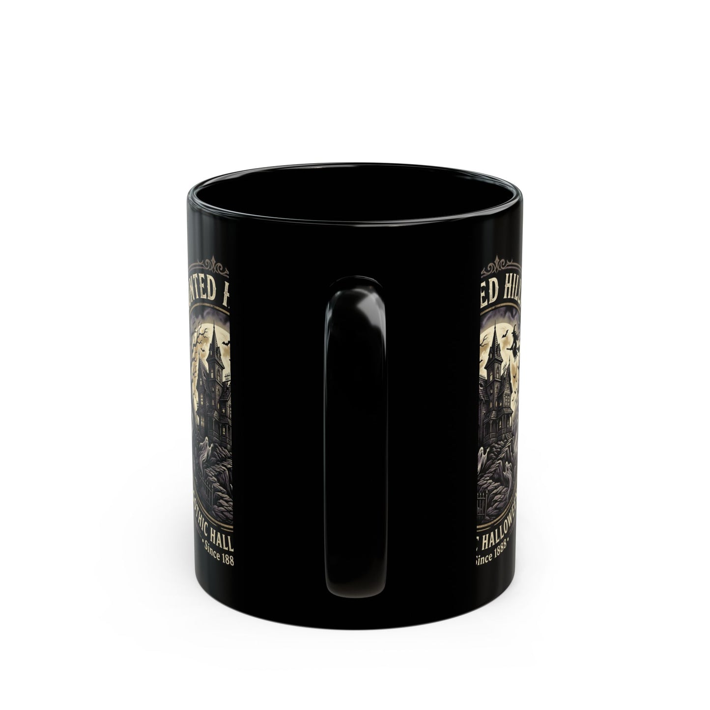 Haunted Hilltop Gothic Halloween Mug — Spooky Haunted House Coffee Cup