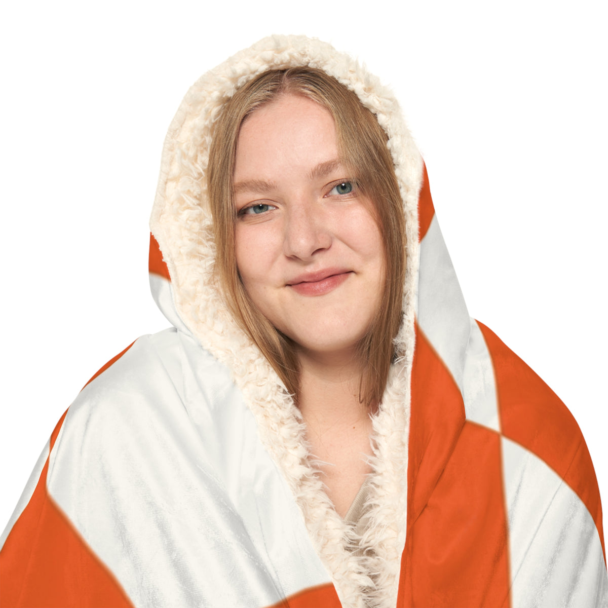 Orange Checker Hooded Blanket — Cozy Snuggle Throw for Game Days & Dorms
