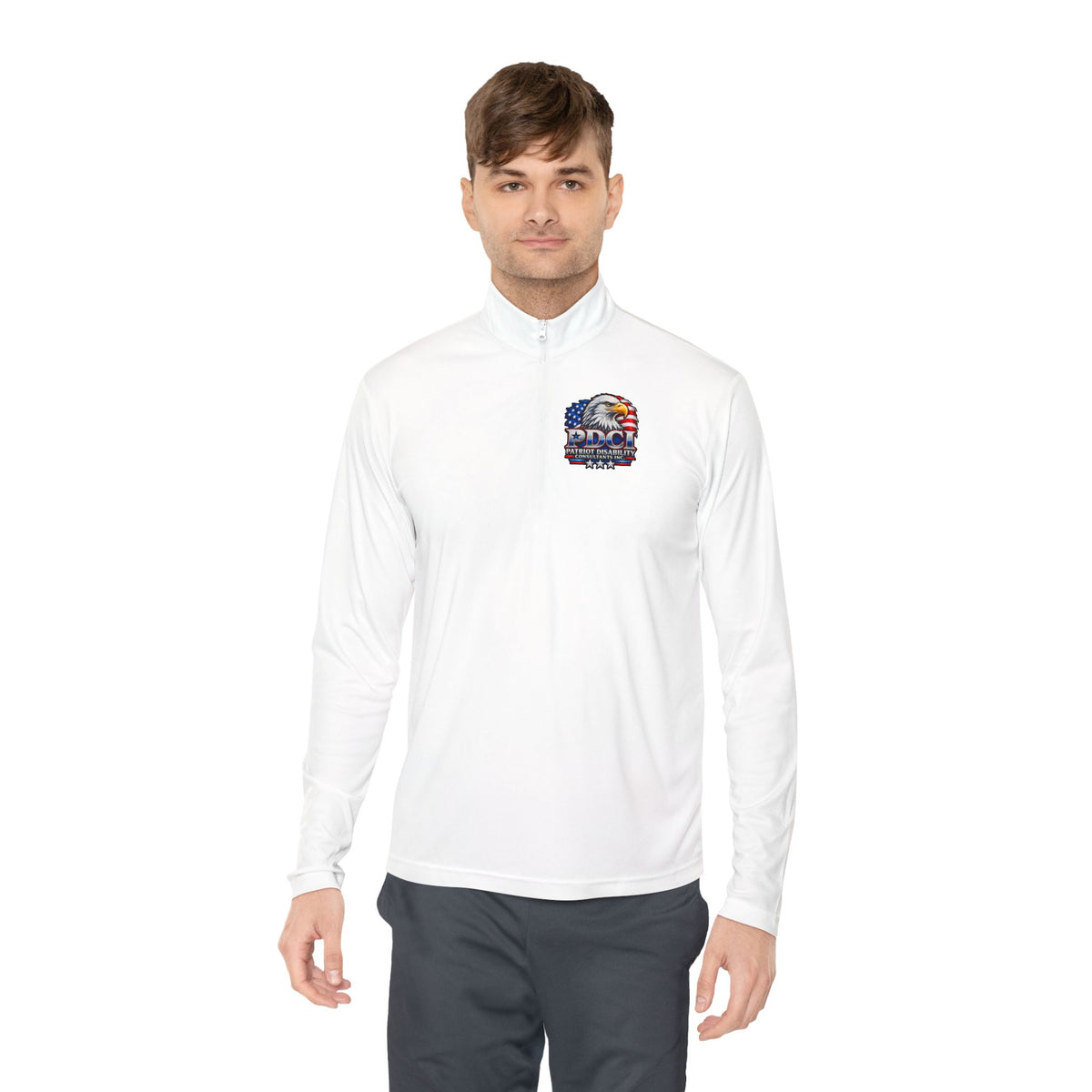 Quarter-Zip Pullover — Patriot Disability Services "Helping People Move Forward" Americana Eagle