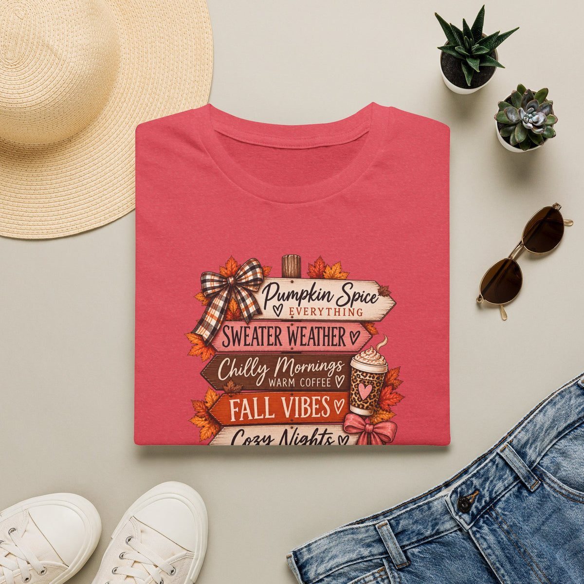 Fall Vibes T-Shirt — Pumpkin Spice, Sweater Weather & Cozy Nights Graphic Tee