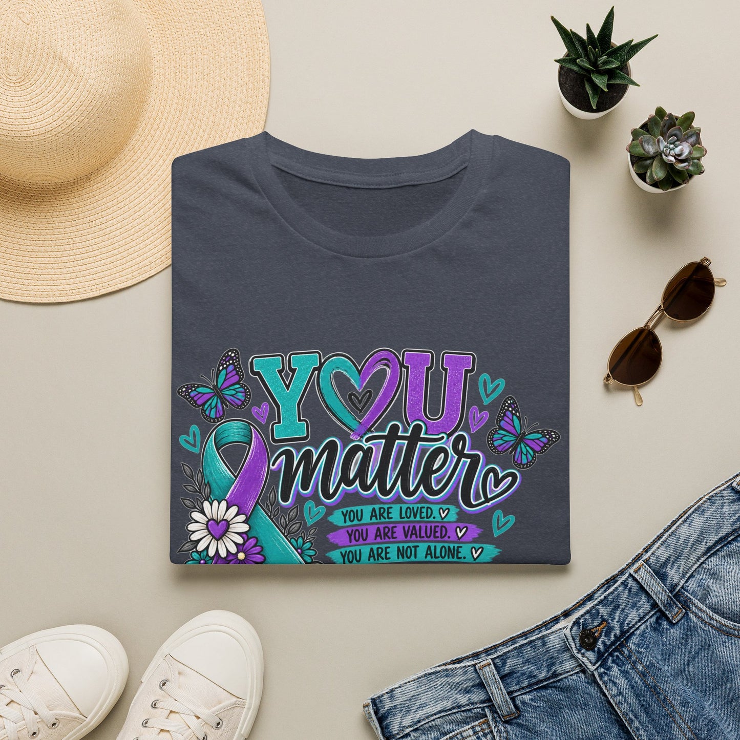 You Matter Tee — Suicide Prevention Awareness T-Shirt (Purple & Teal Ribbon)