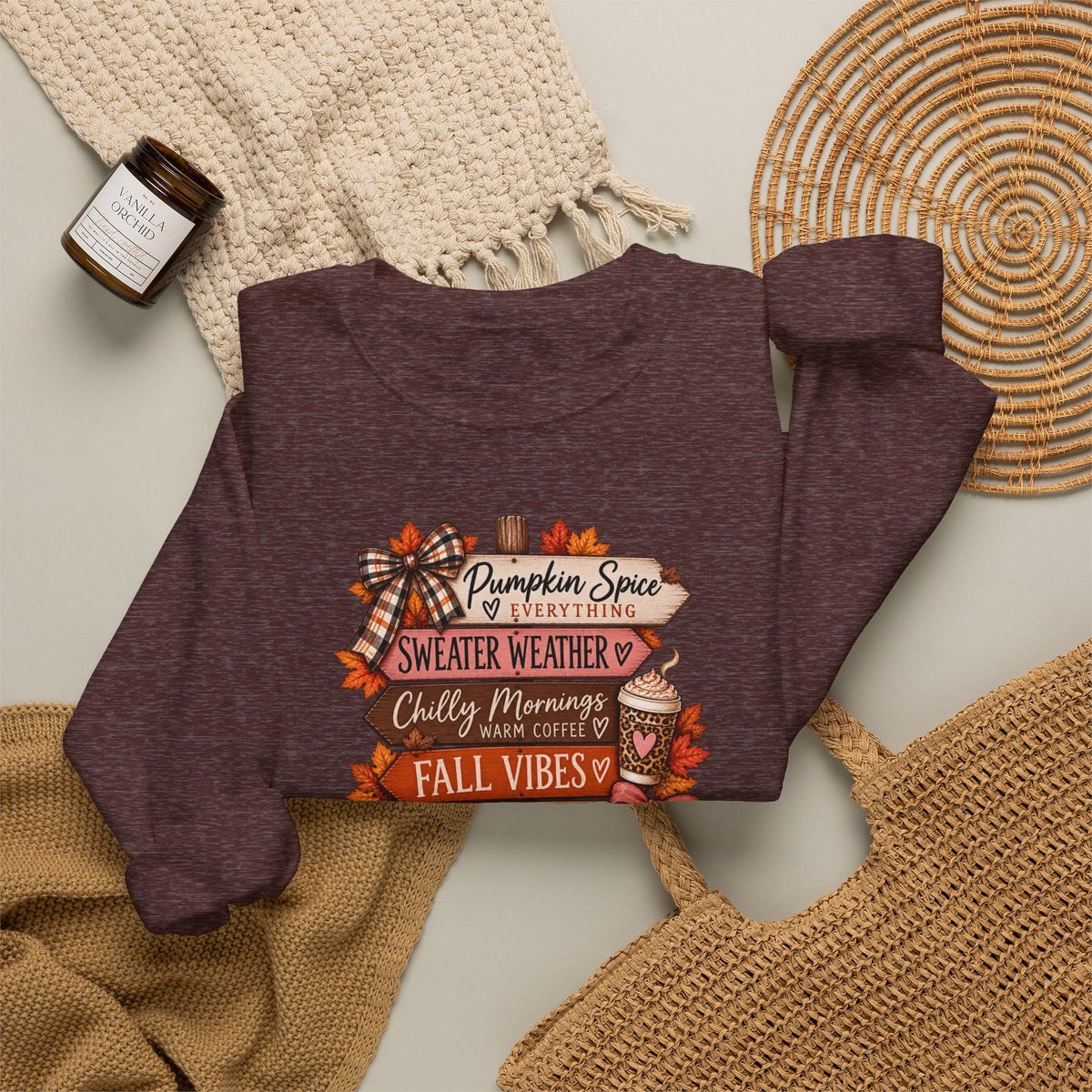 Fall Vibes Sweatshirt — Pumpkin Spice, Cozy Nights Crewneck