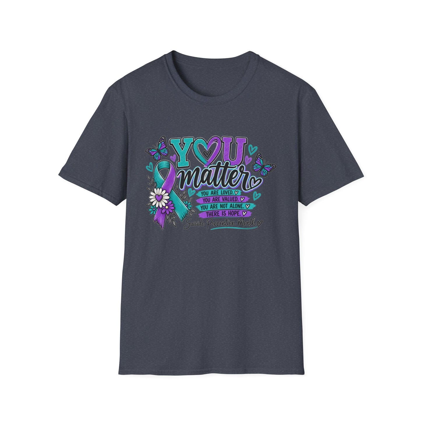 You Matter Tee — Suicide Prevention Awareness T-Shirt (Purple & Teal Ribbon)