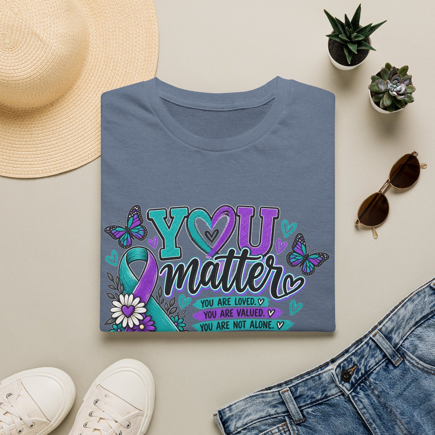 You Matter Tee — Suicide Prevention Awareness T-Shirt (Purple & Teal Ribbon)
