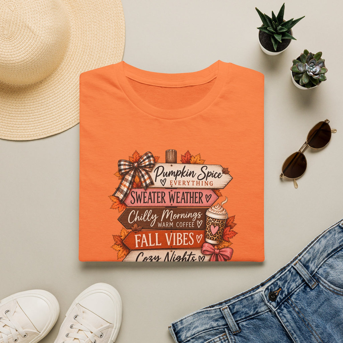 Fall Vibes T-Shirt — Pumpkin Spice, Sweater Weather & Cozy Nights Graphic Tee