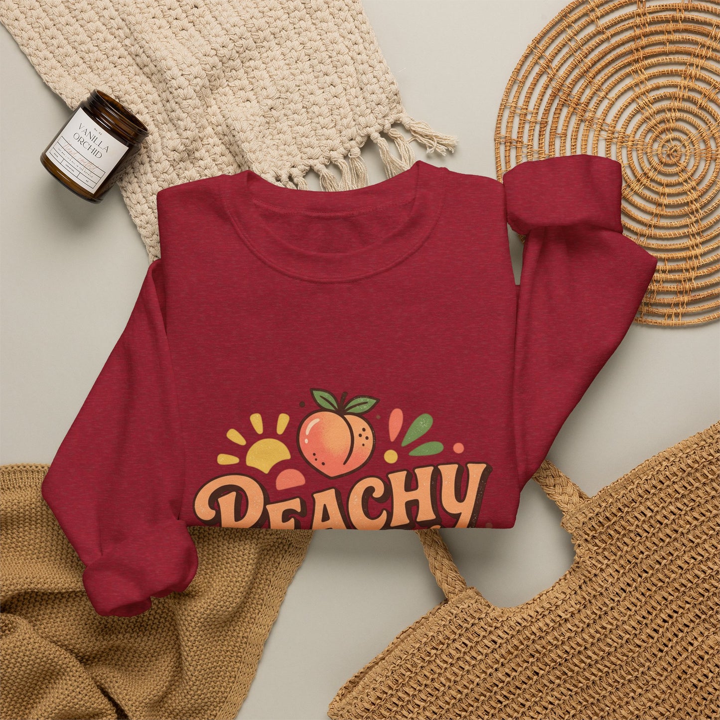 Peachy Keen Sweatshirt – Cute Retro Peach Graphic Crewneck
