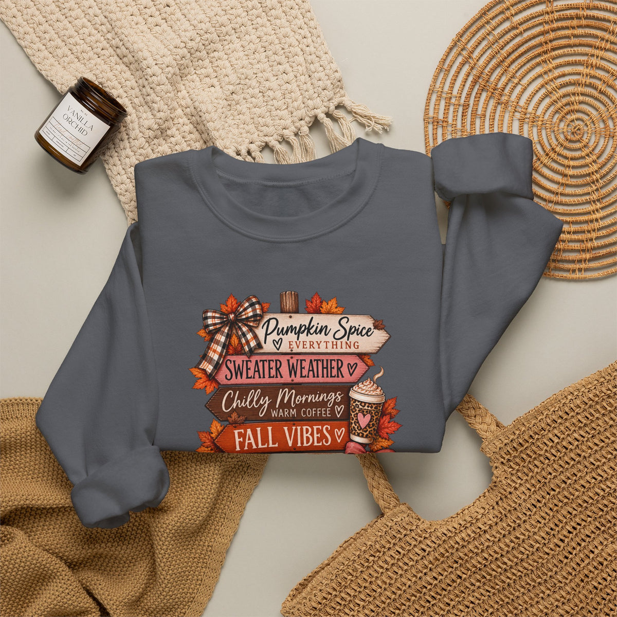 Fall Vibes Sweatshirt — Pumpkin Spice, Cozy Nights Crewneck