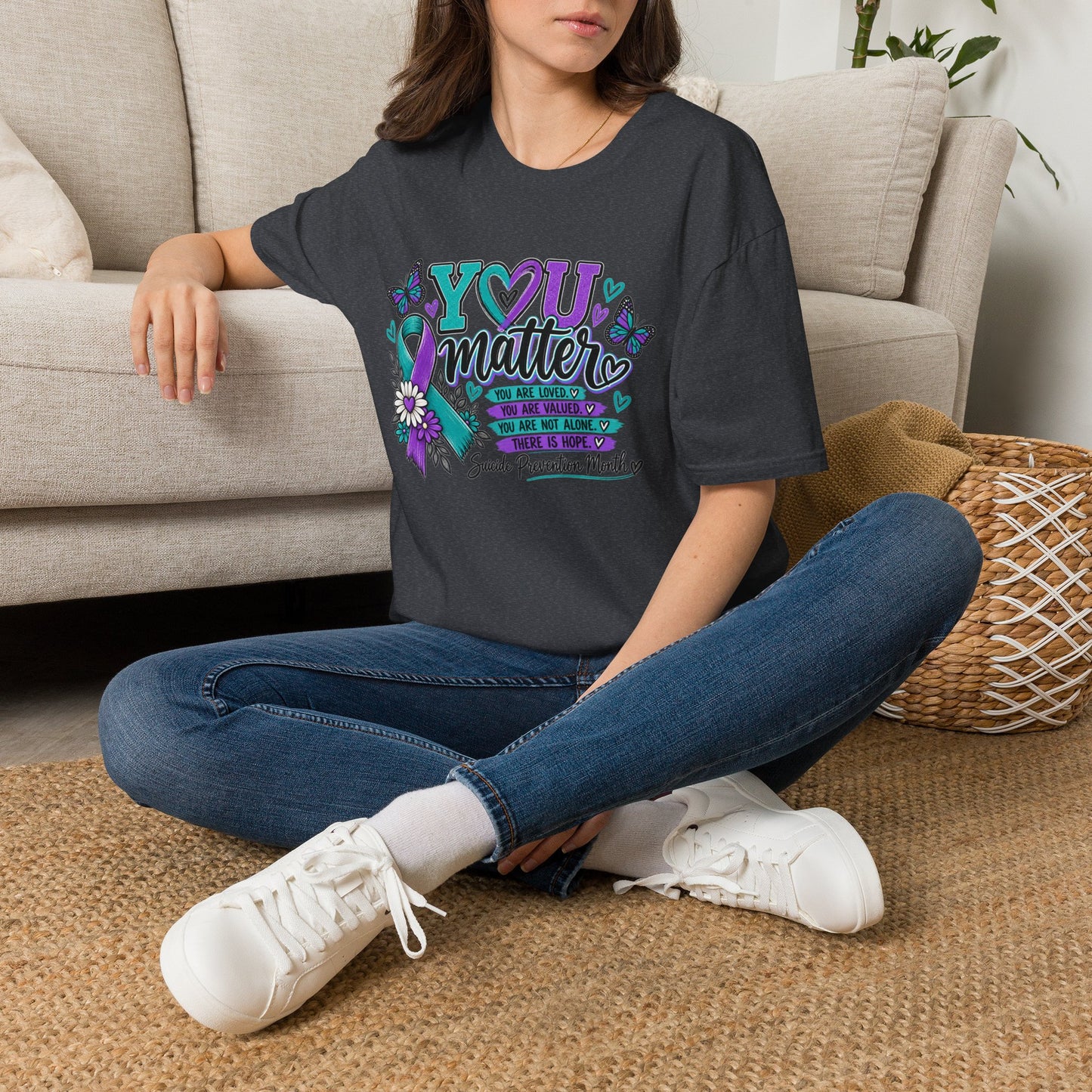 You Matter Tee — Suicide Prevention Awareness T-Shirt (Purple & Teal Ribbon)