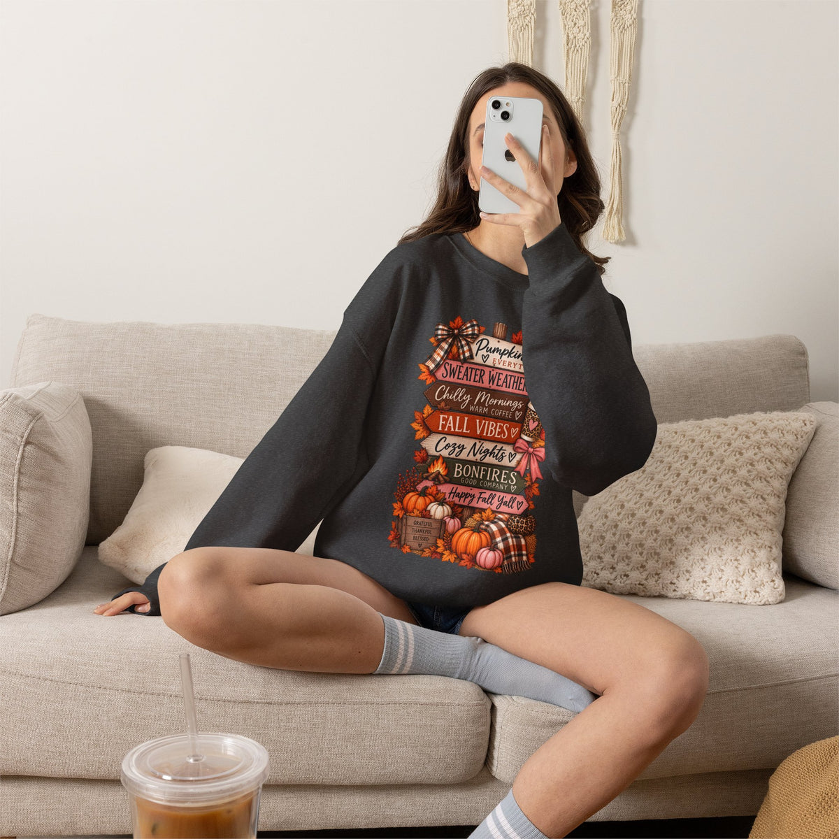 Fall Vibes Sweatshirt — Pumpkin Spice, Cozy Nights Crewneck