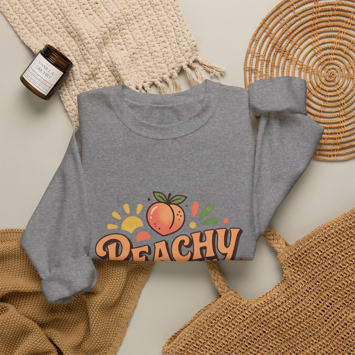 Peachy Keen Sweatshirt – Cute Retro Peach Graphic Crewneck