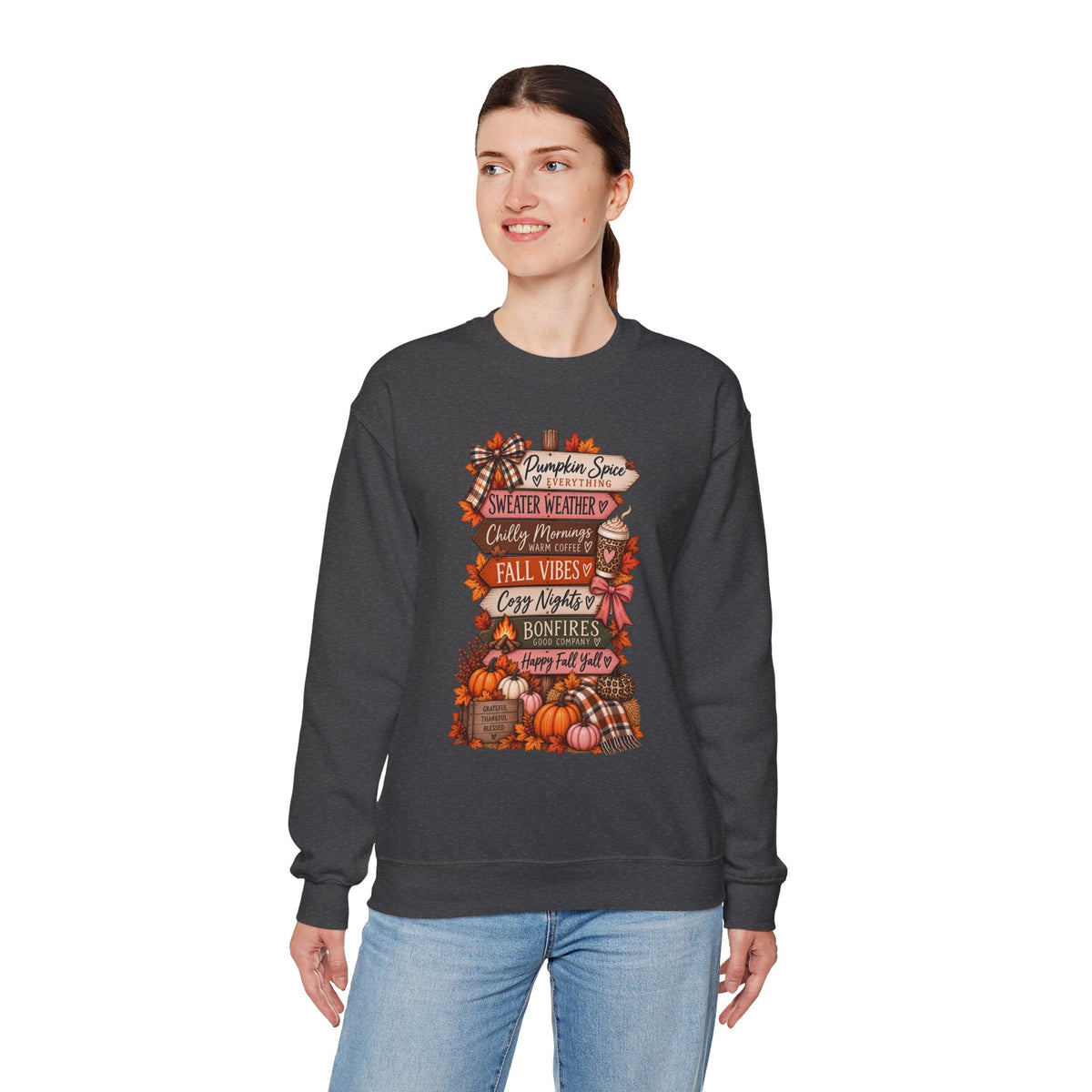 Fall Vibes Sweatshirt — Pumpkin Spice, Cozy Nights Crewneck