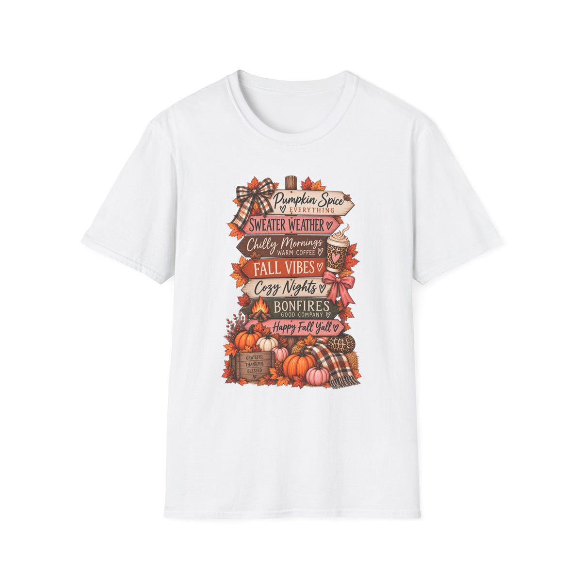 Fall Vibes T-Shirt — Pumpkin Spice, Sweater Weather & Cozy Nights Graphic Tee