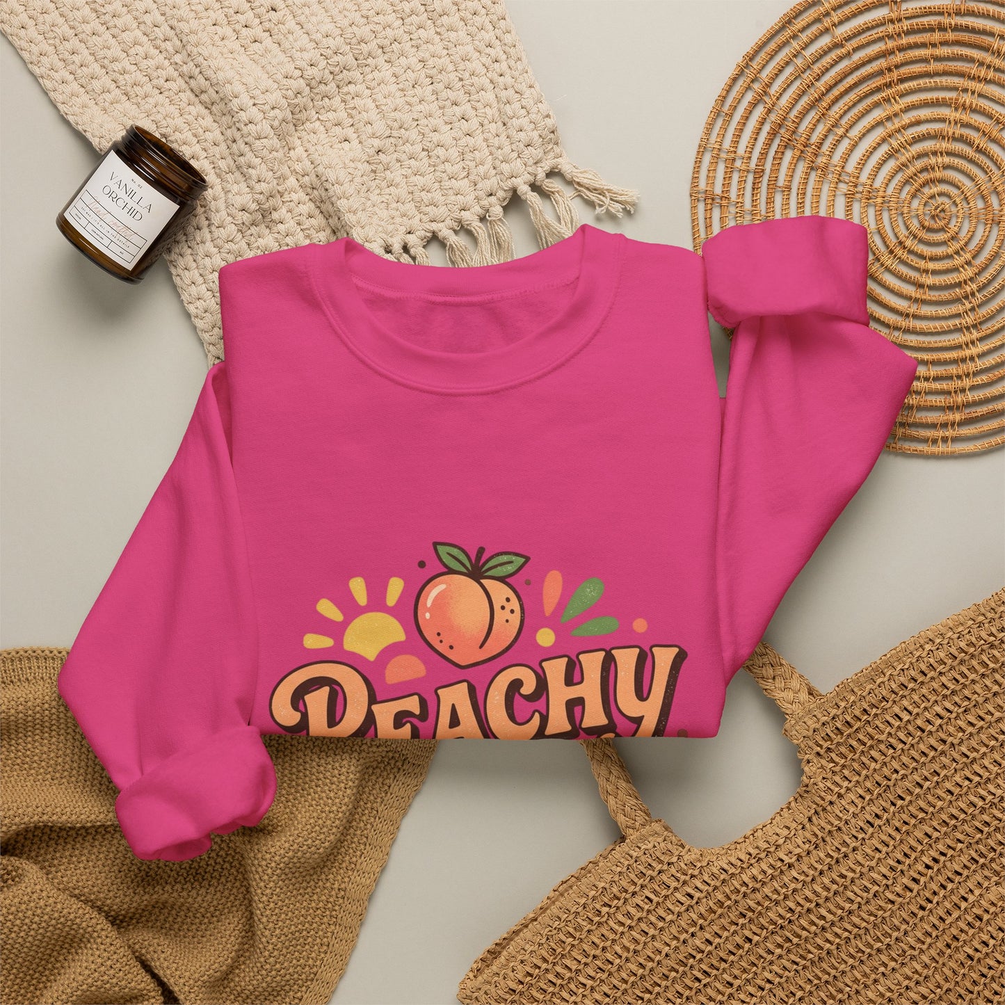 Peachy Keen Sweatshirt – Cute Retro Peach Graphic Crewneck