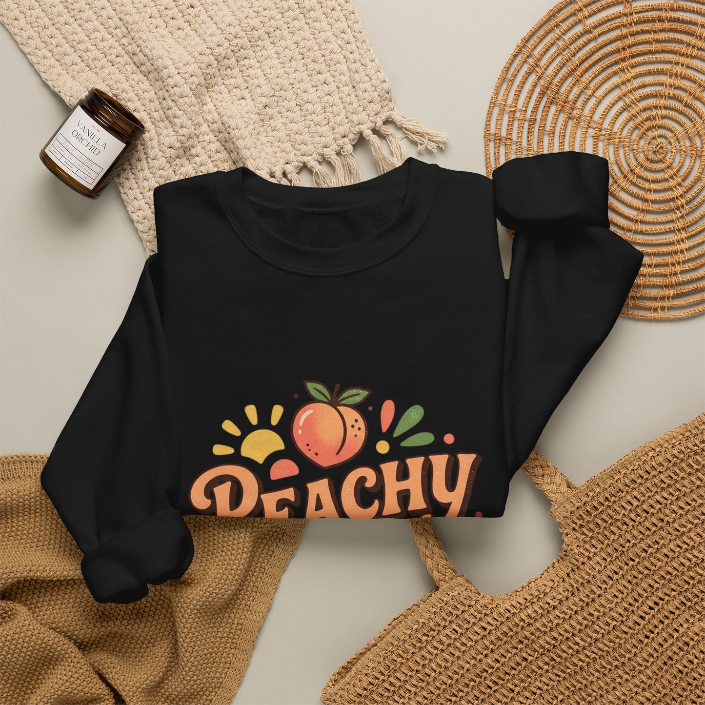 Peachy Keen Sweatshirt – Cute Retro Peach Graphic Crewneck