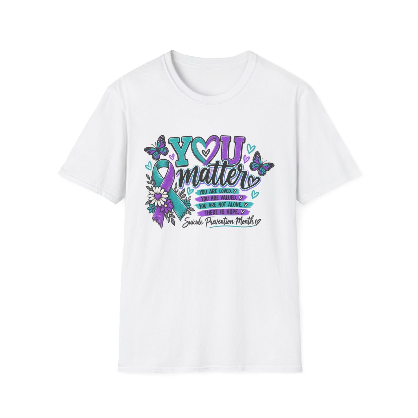 You Matter Tee — Suicide Prevention Awareness T-Shirt (Purple & Teal Ribbon)