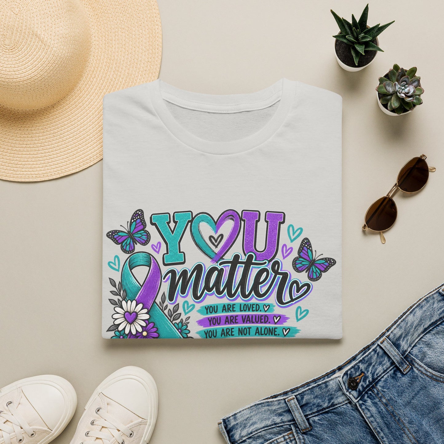 You Matter Tee — Suicide Prevention Awareness T-Shirt (Purple & Teal Ribbon)
