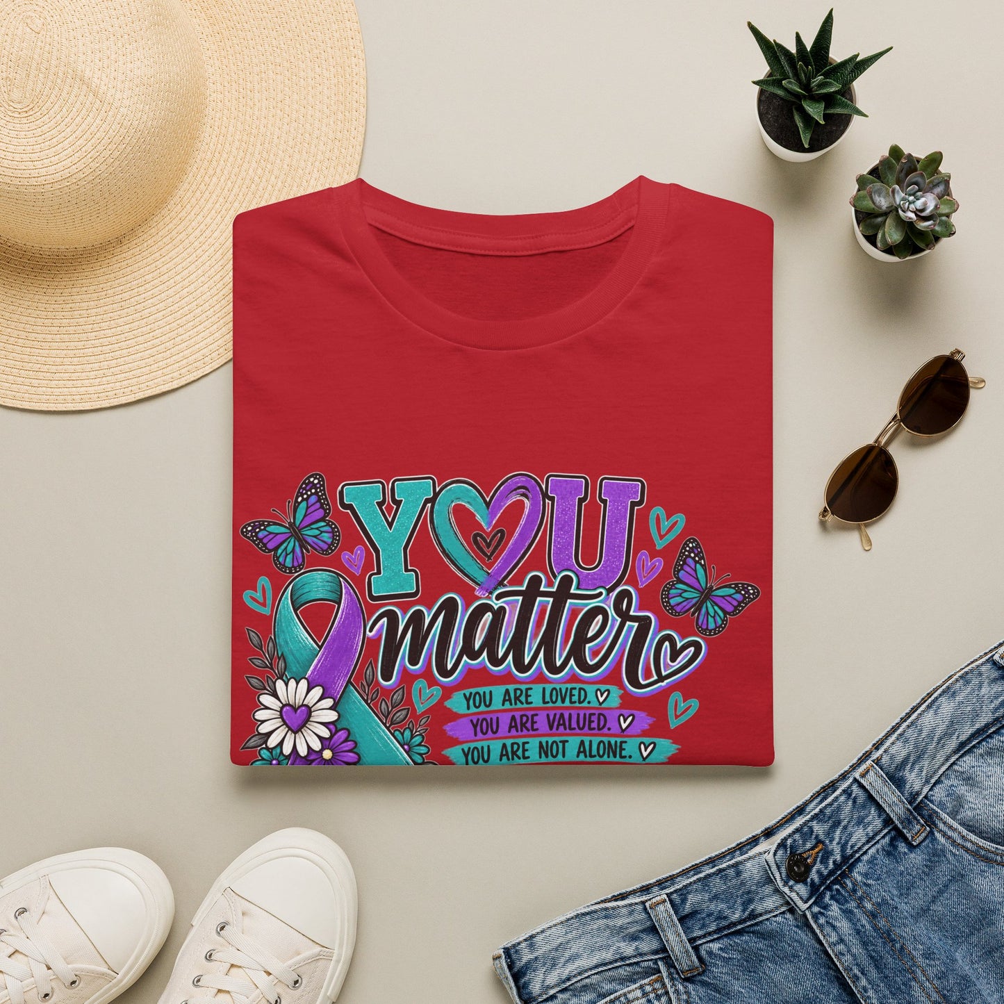 You Matter Tee — Suicide Prevention Awareness T-Shirt (Purple & Teal Ribbon)