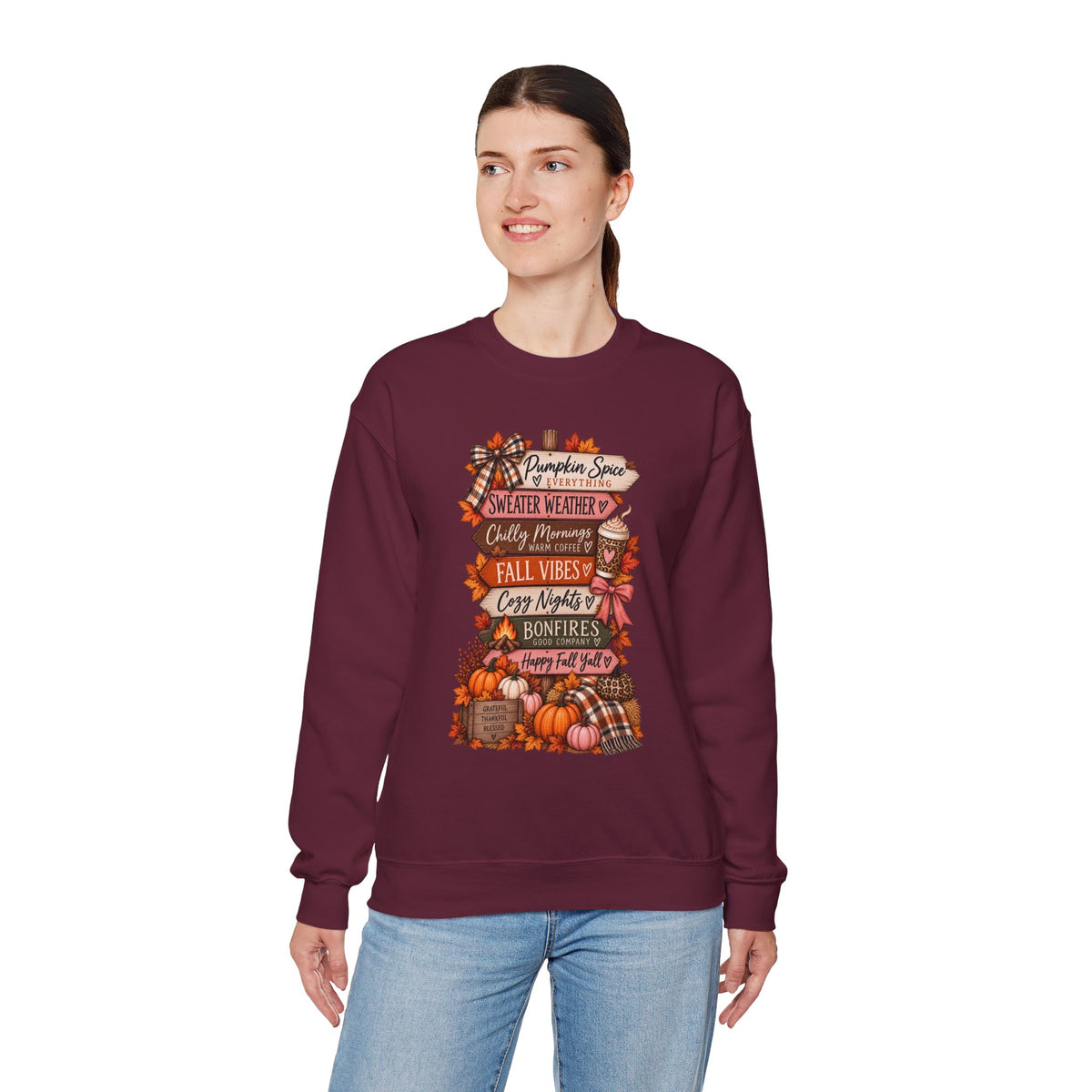 Fall Vibes Sweatshirt — Pumpkin Spice, Cozy Nights Crewneck