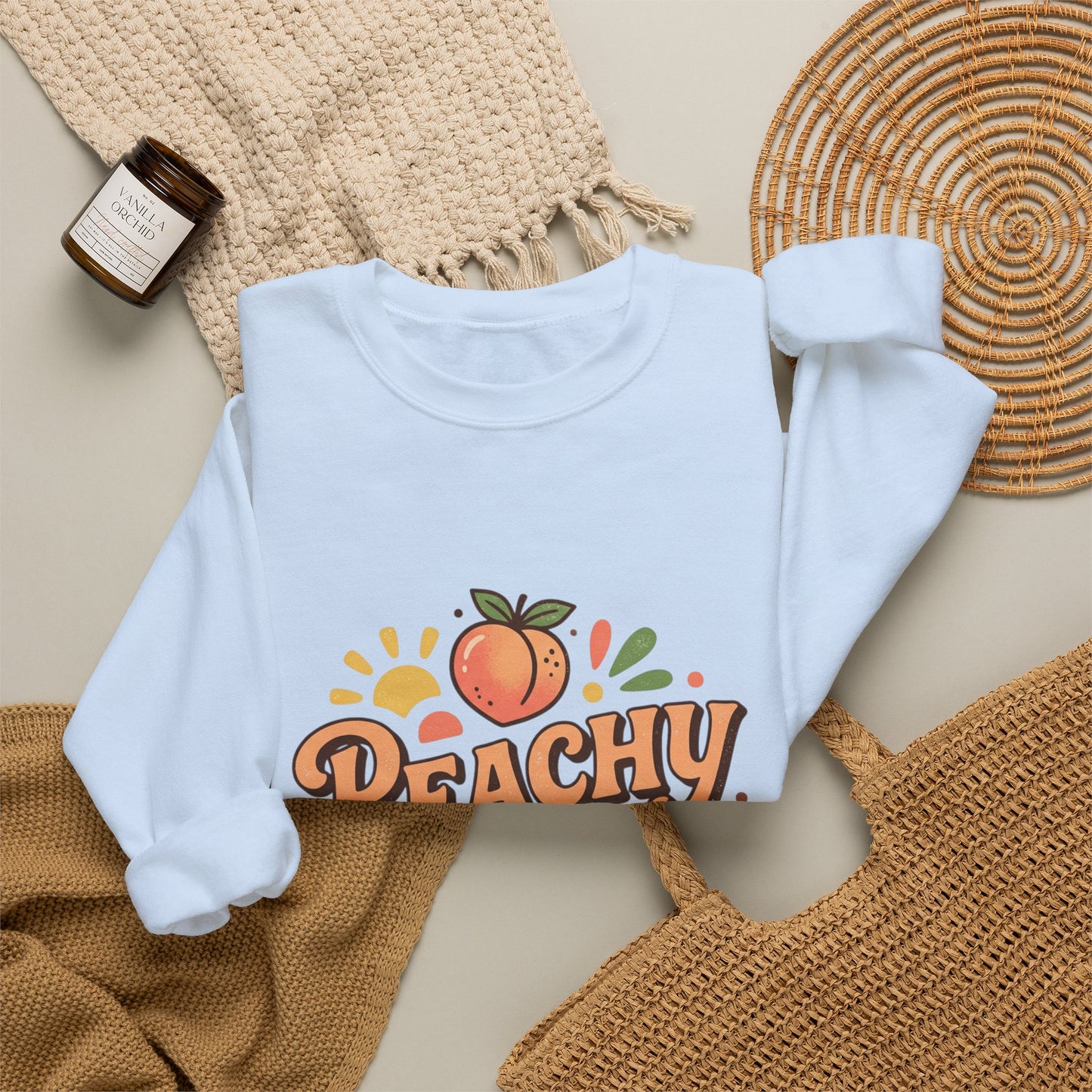 Peachy Keen Sweatshirt – Cute Retro Peach Graphic Crewneck