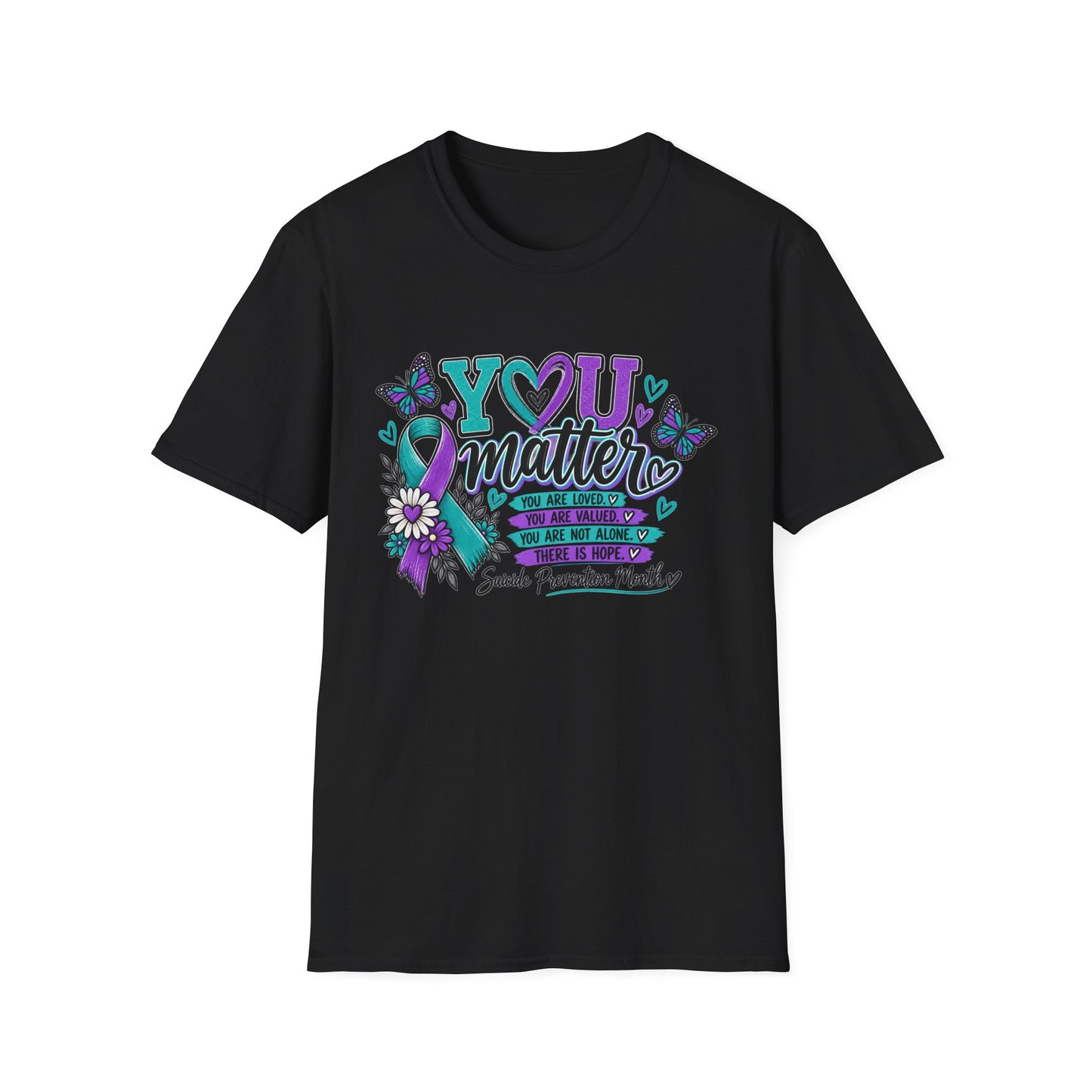 You Matter Tee — Suicide Prevention Awareness T-Shirt (Purple & Teal Ribbon)