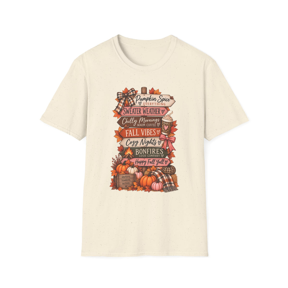 Fall Vibes T-Shirt — Pumpkin Spice, Sweater Weather & Cozy Nights Graphic Tee