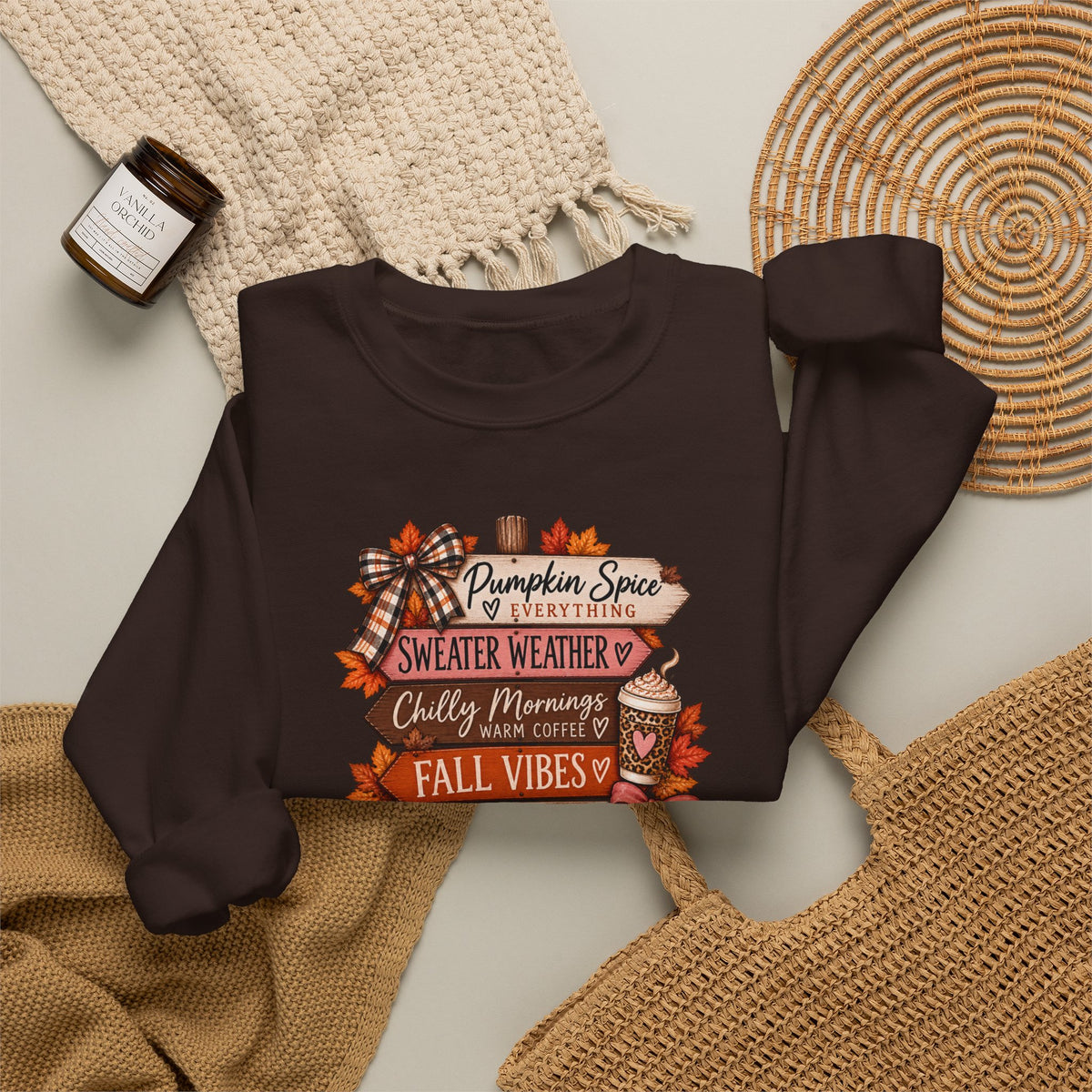 Fall Vibes Sweatshirt — Pumpkin Spice, Cozy Nights Crewneck