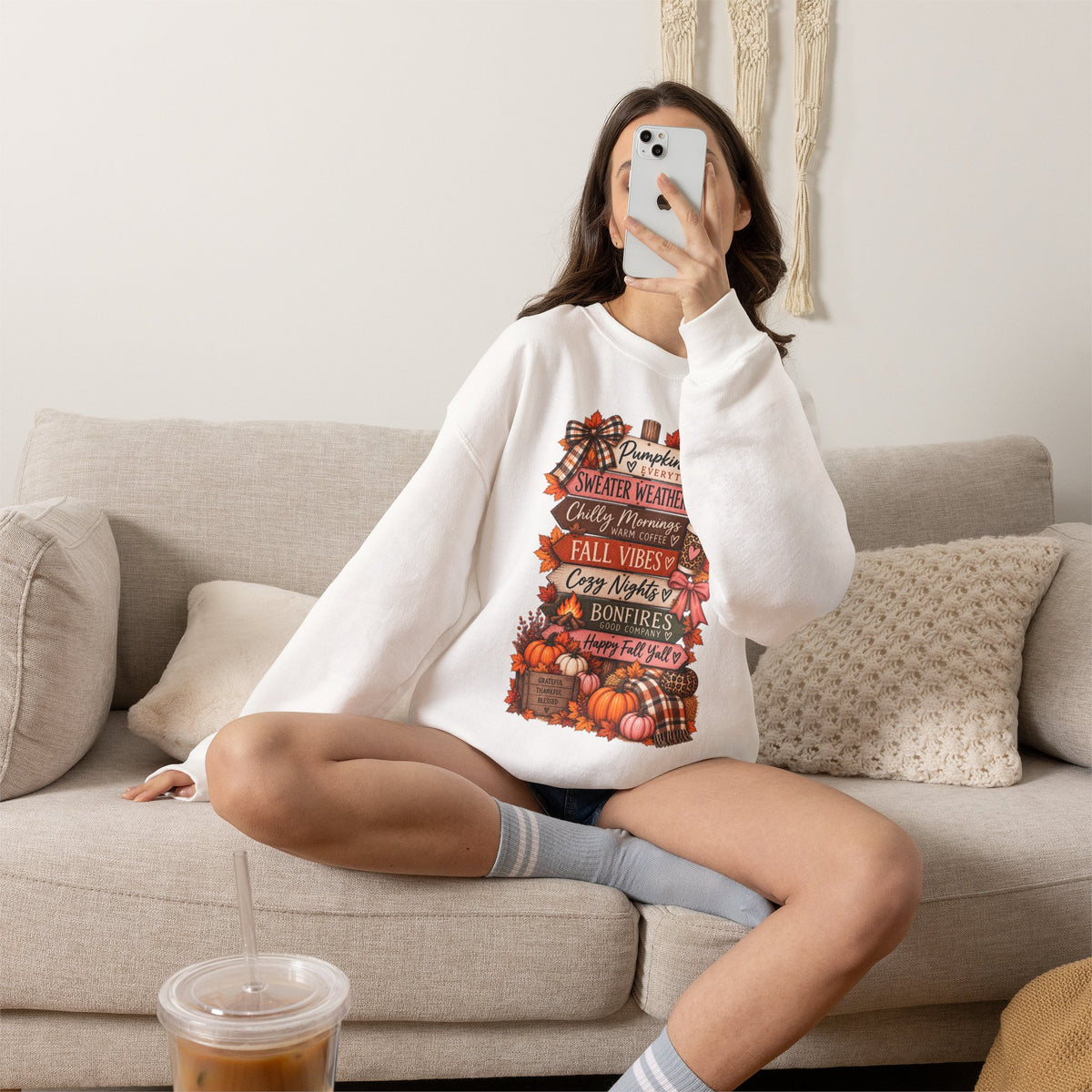 Fall Vibes Sweatshirt — Pumpkin Spice, Cozy Nights Crewneck