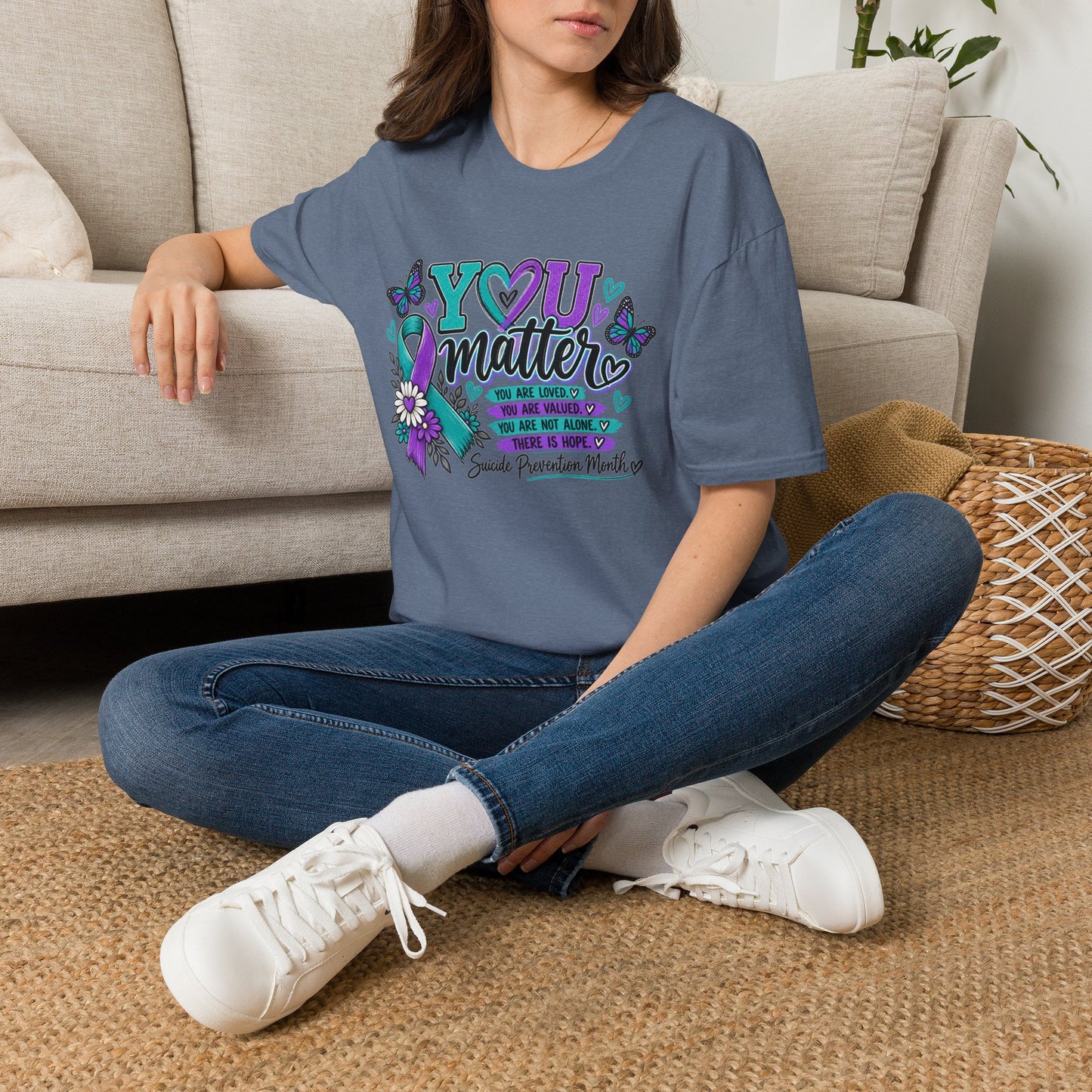 You Matter Tee — Suicide Prevention Awareness T-Shirt (Purple & Teal Ribbon)