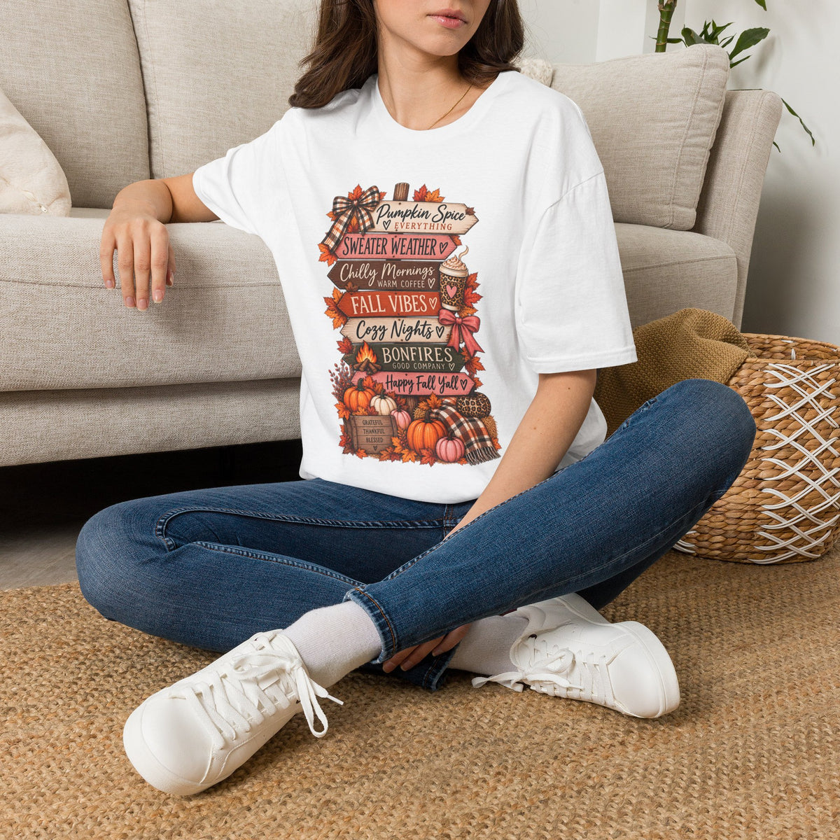Fall Vibes T-Shirt — Pumpkin Spice, Sweater Weather & Cozy Nights Graphic Tee