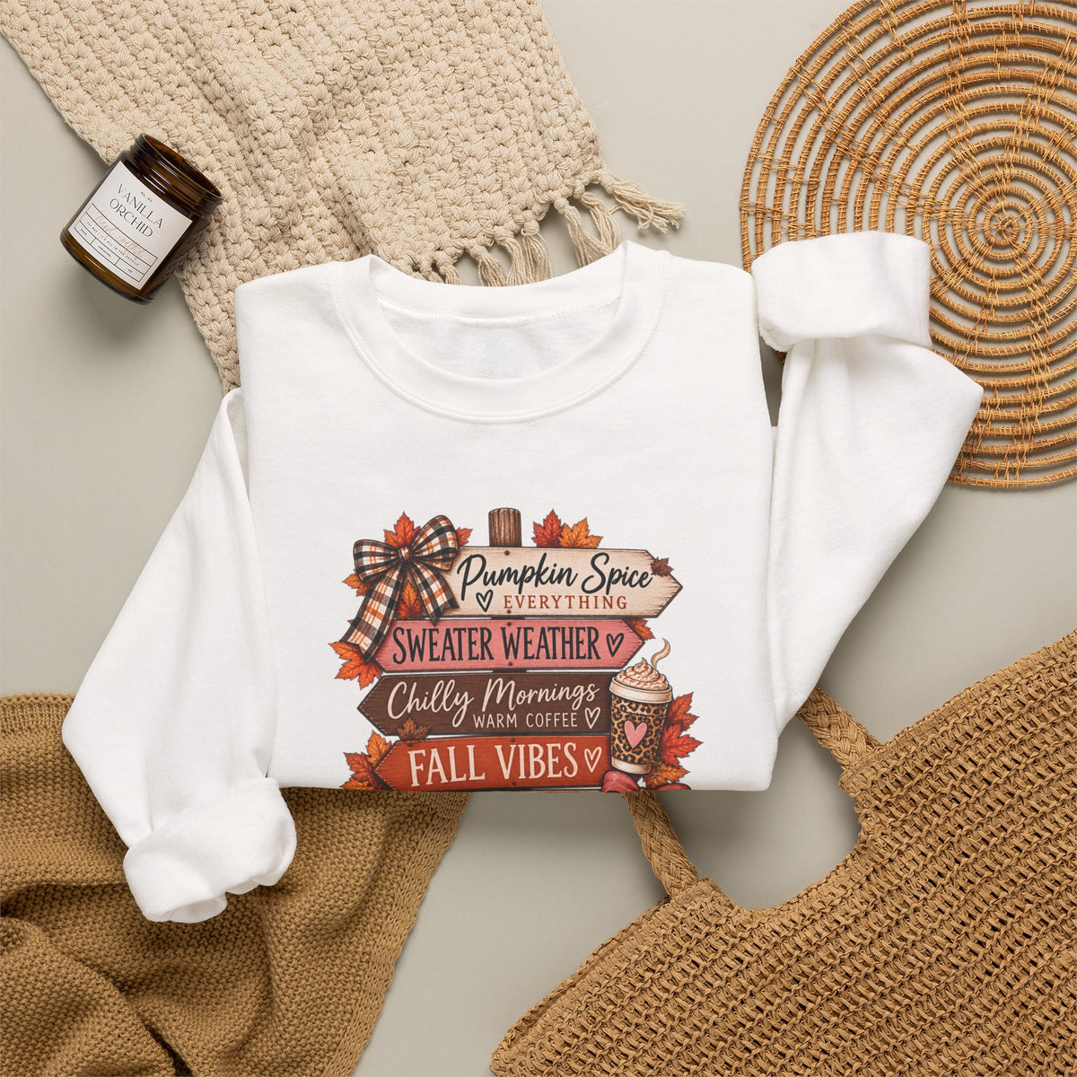 Fall Vibes Sweatshirt — Pumpkin Spice, Cozy Nights Crewneck