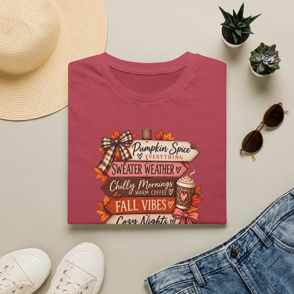 Fall Vibes T-Shirt — Pumpkin Spice, Sweater Weather & Cozy Nights Graphic Tee