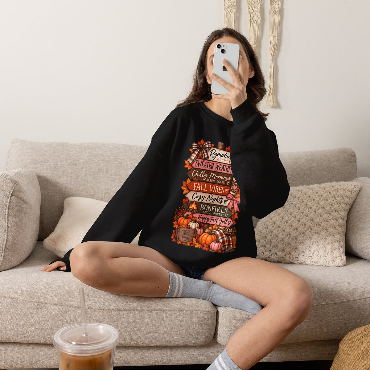 Fall Vibes Sweatshirt — Pumpkin Spice, Cozy Nights Crewneck