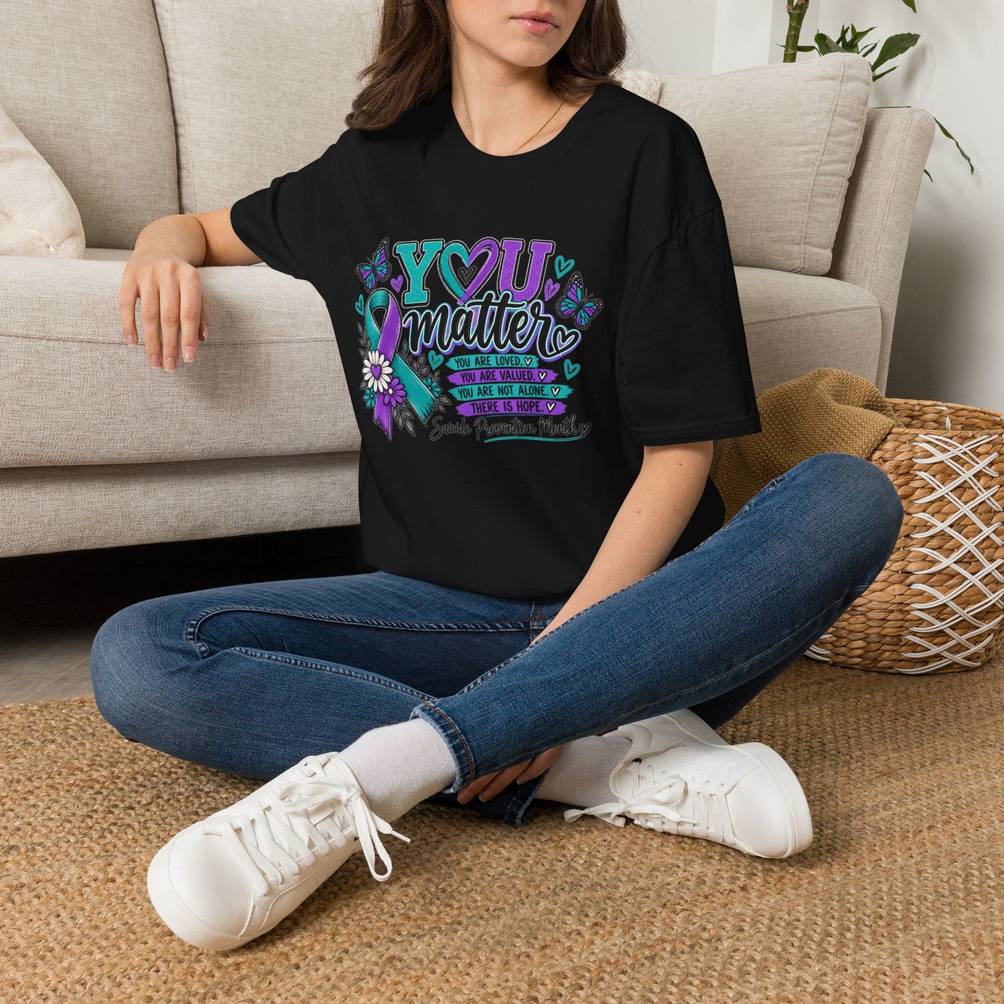 You Matter Tee — Suicide Prevention Awareness T-Shirt (Purple & Teal Ribbon)