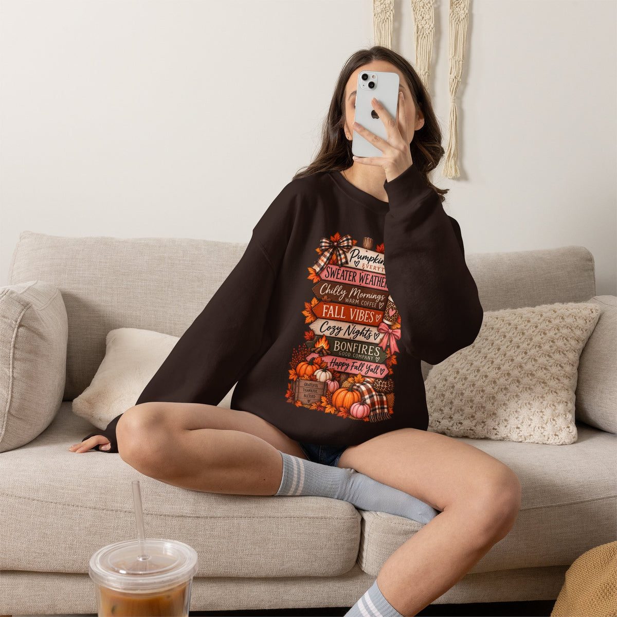 Fall Vibes Sweatshirt — Pumpkin Spice, Cozy Nights Crewneck