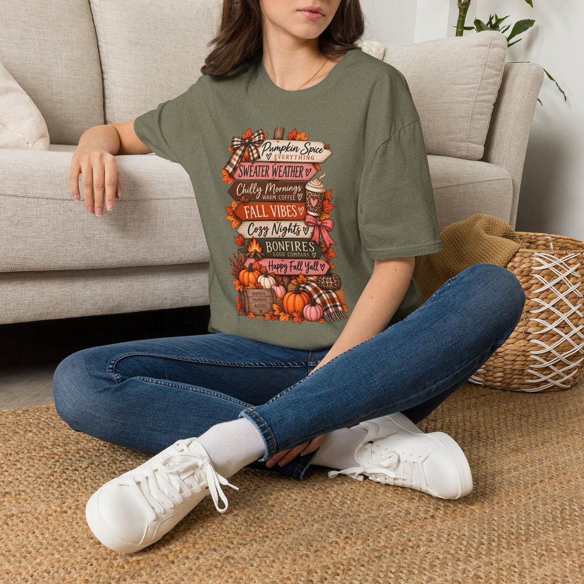 Fall Vibes T-Shirt — Pumpkin Spice, Sweater Weather & Cozy Nights Graphic Tee