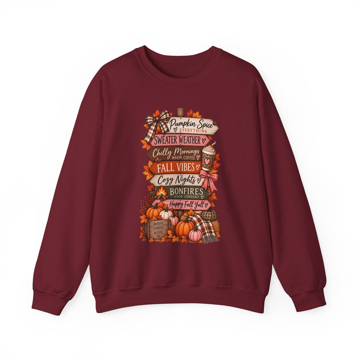 Fall Vibes Sweatshirt — Pumpkin Spice, Cozy Nights Crewneck
