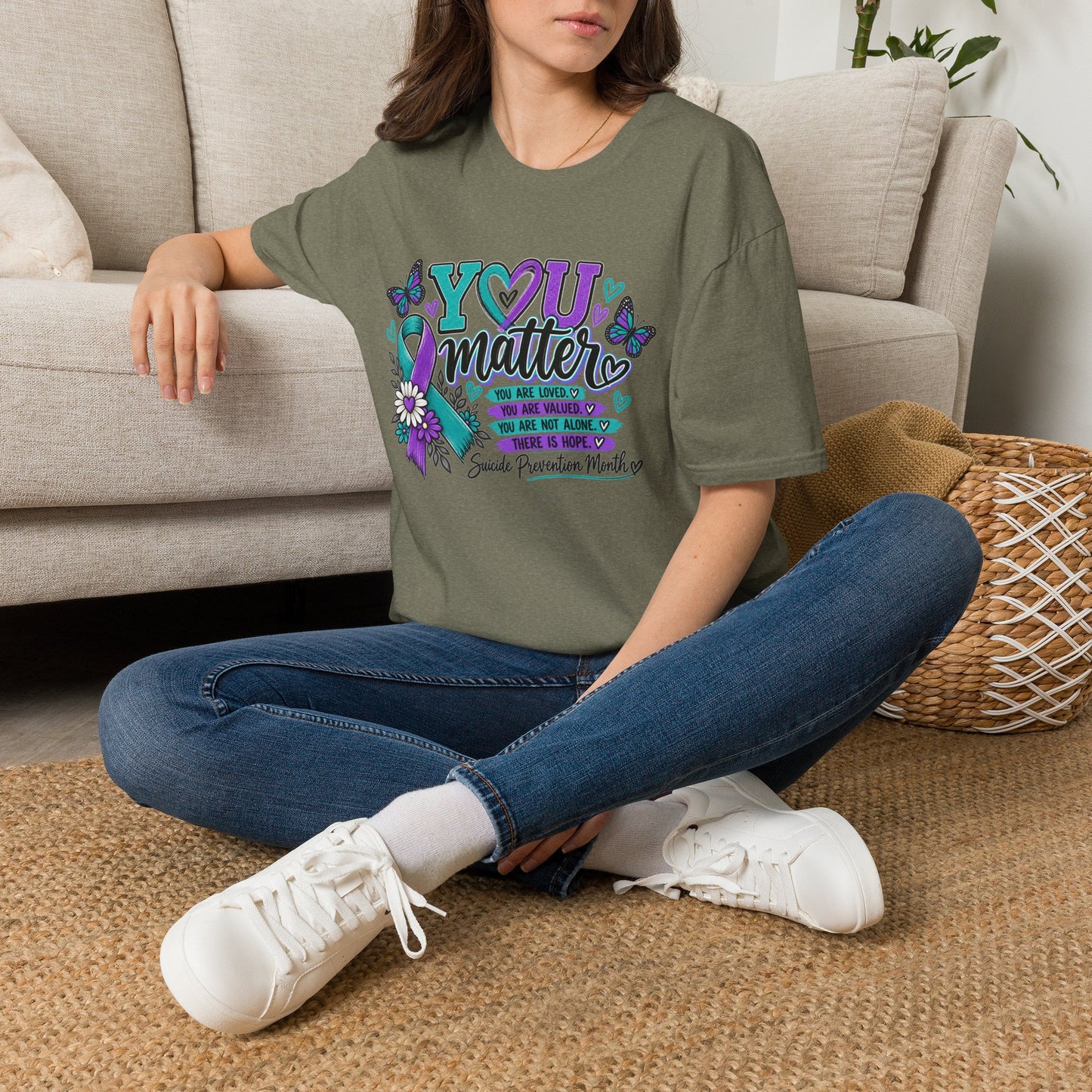 You Matter Tee — Suicide Prevention Awareness T-Shirt (Purple & Teal Ribbon)