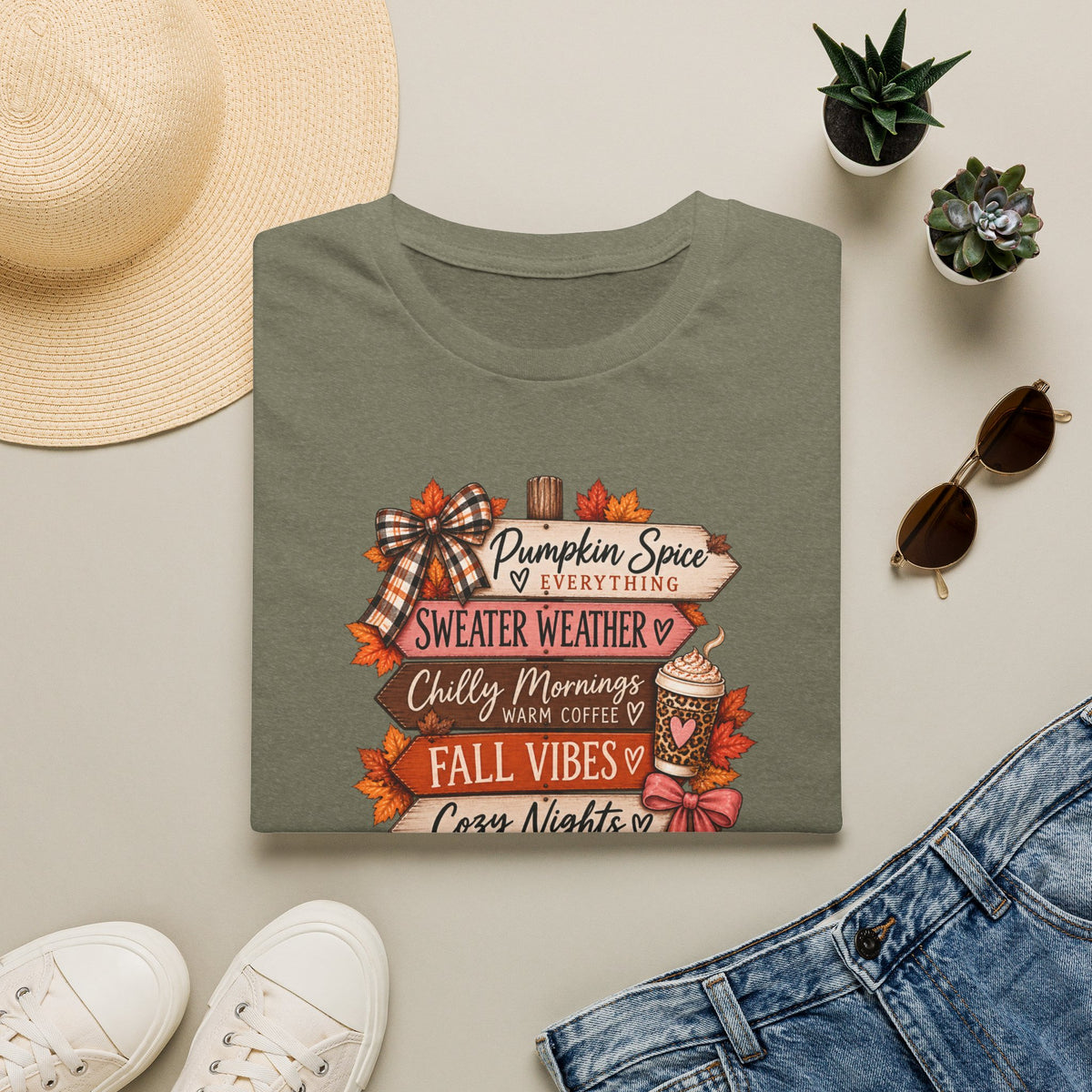 Fall Vibes T-Shirt — Pumpkin Spice, Sweater Weather & Cozy Nights Graphic Tee