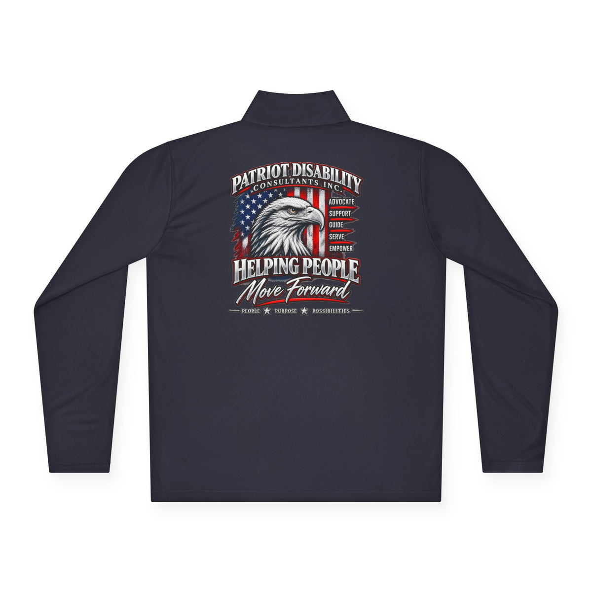 Quarter-Zip Pullover — Patriot Disability Services "Helping People Move Forward" Americana Eagle