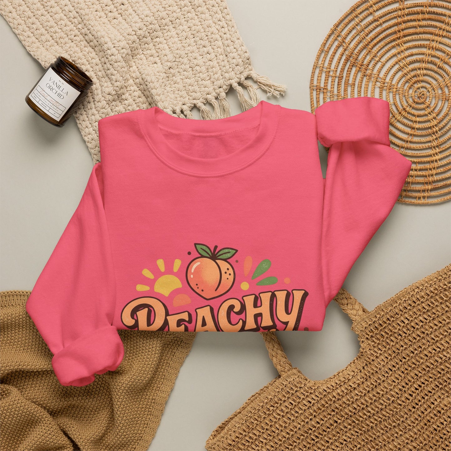 Peachy Keen Sweatshirt – Cute Retro Peach Graphic Crewneck
