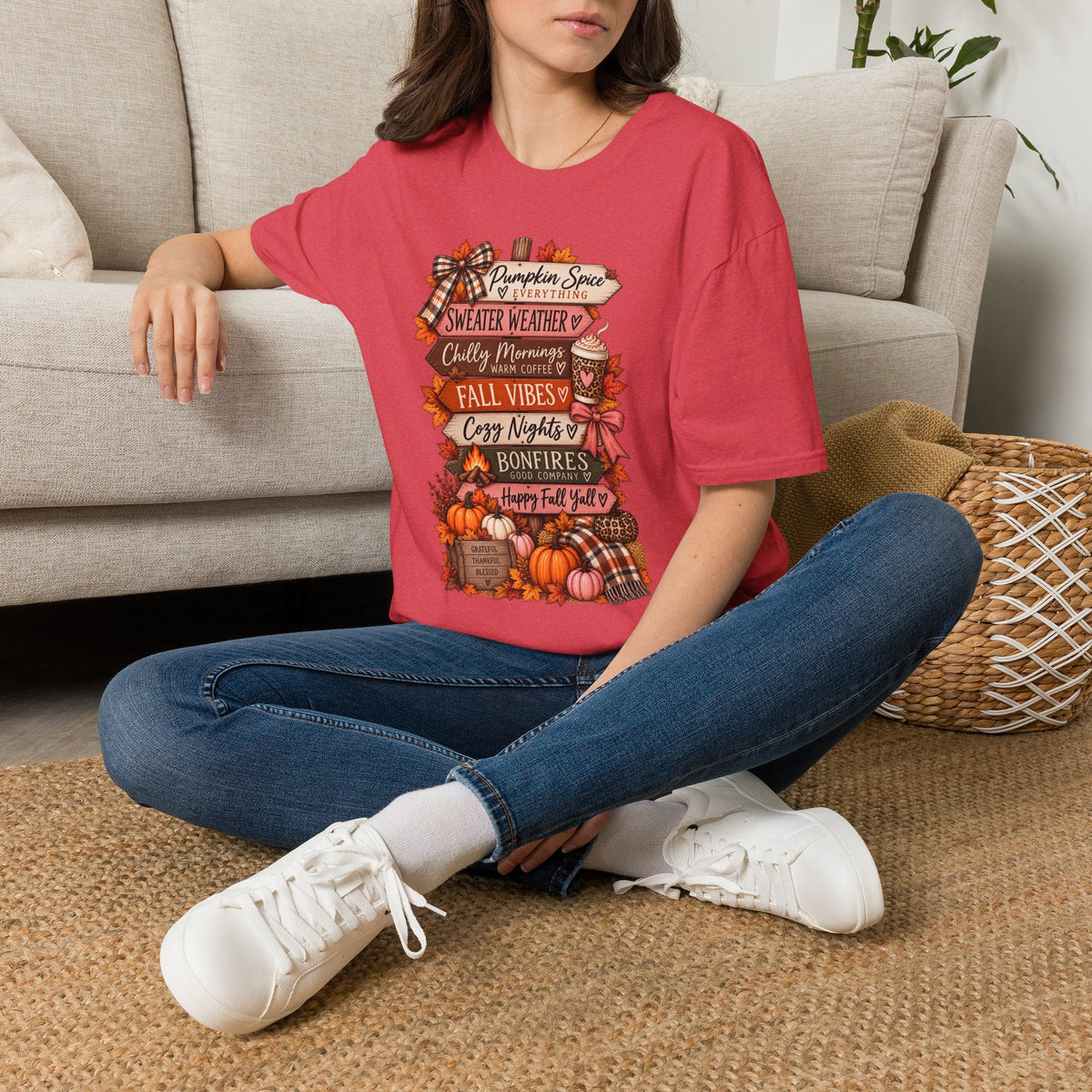 Fall Vibes T-Shirt — Pumpkin Spice, Sweater Weather & Cozy Nights Graphic Tee