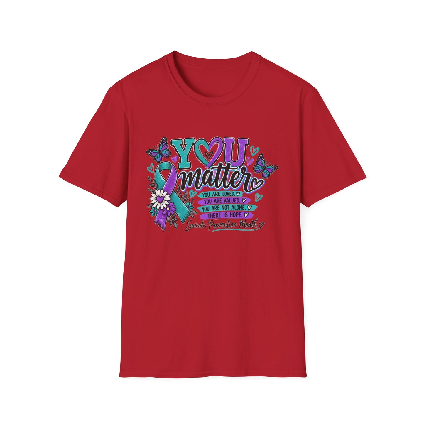 You Matter Tee — Suicide Prevention Awareness T-Shirt (Purple & Teal Ribbon)
