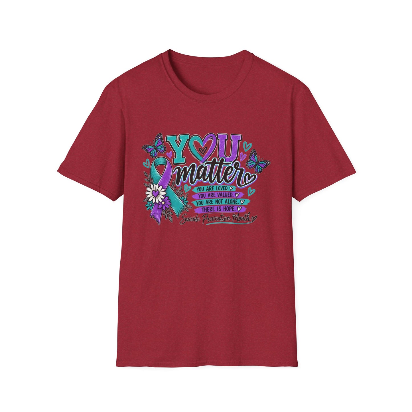 You Matter Tee — Suicide Prevention Awareness T-Shirt (Purple & Teal Ribbon)