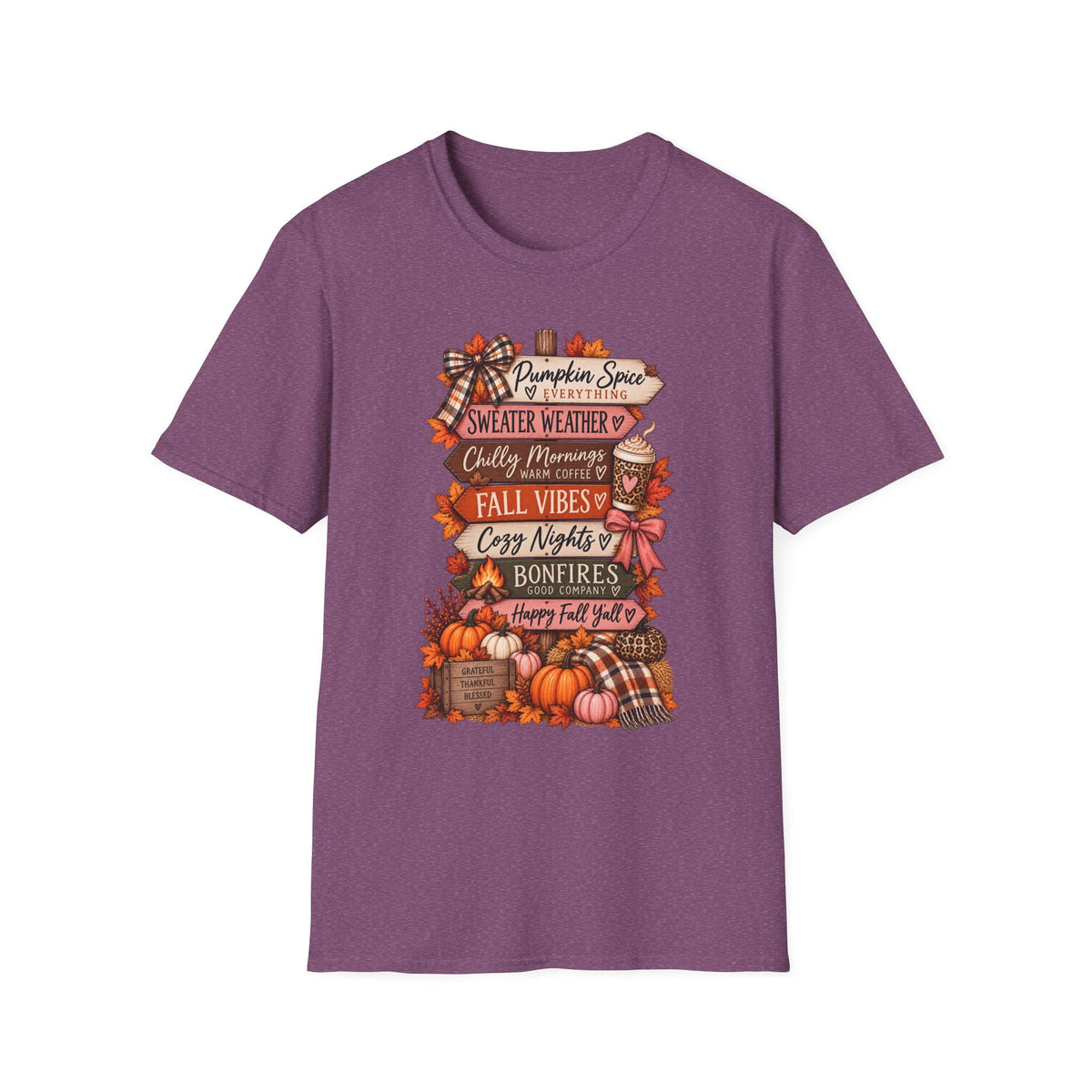 Fall Vibes T-Shirt — Pumpkin Spice, Sweater Weather & Cozy Nights Graphic Tee