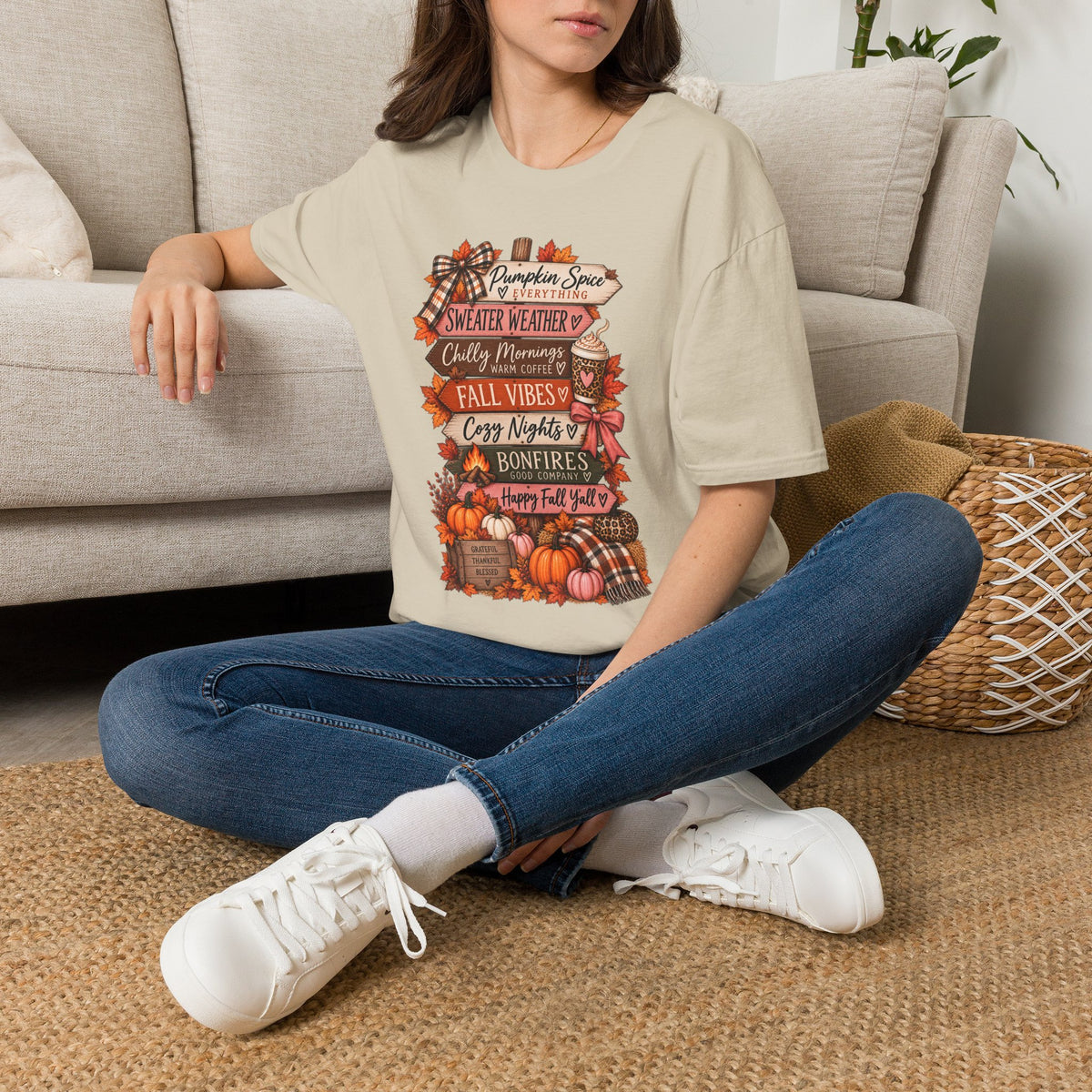 Fall Vibes T-Shirt — Pumpkin Spice, Sweater Weather & Cozy Nights Graphic Tee