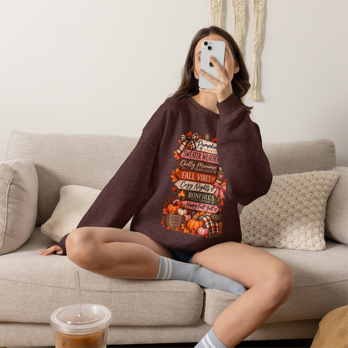 Fall Vibes Sweatshirt — Pumpkin Spice, Cozy Nights Crewneck