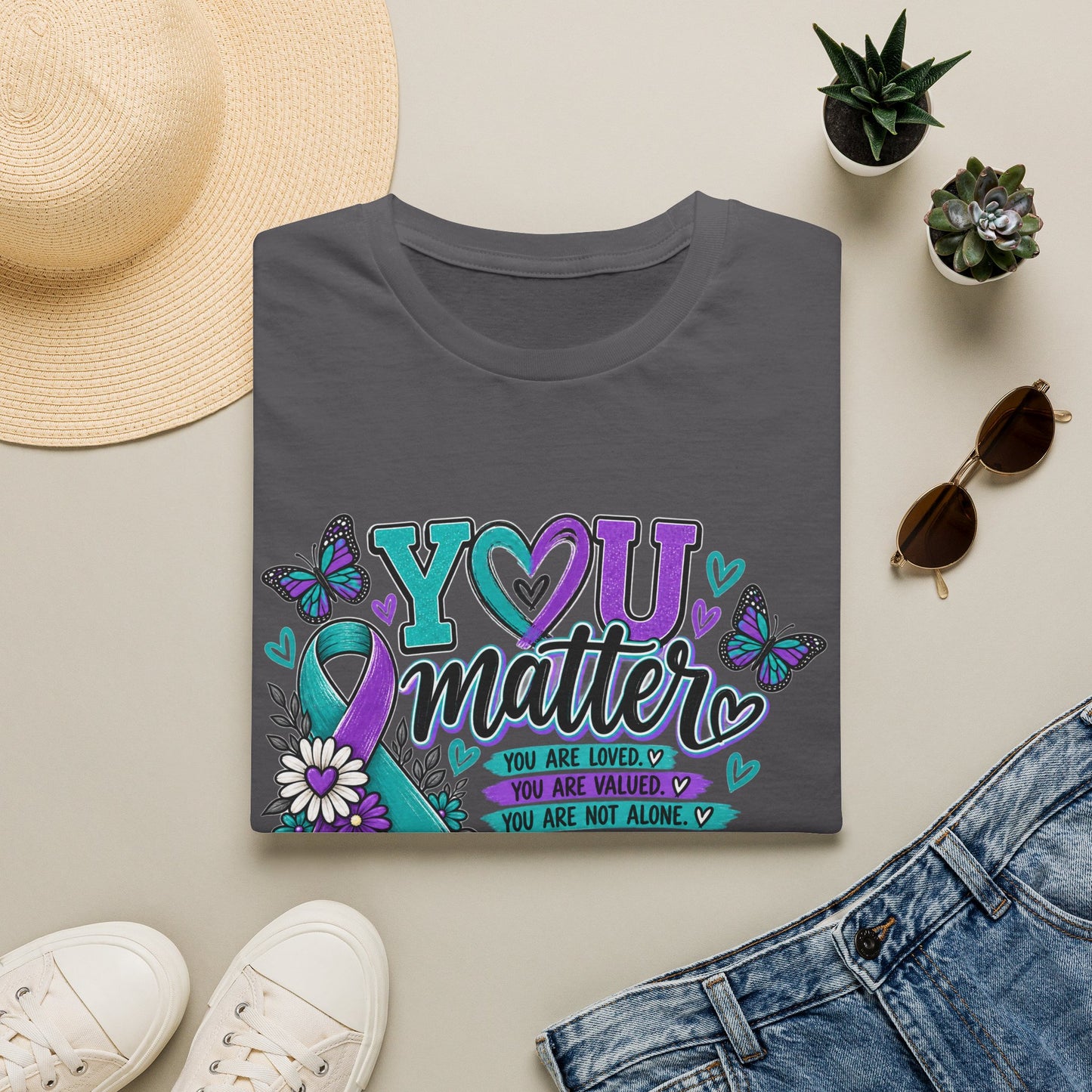 You Matter Tee — Suicide Prevention Awareness T-Shirt (Purple & Teal Ribbon)