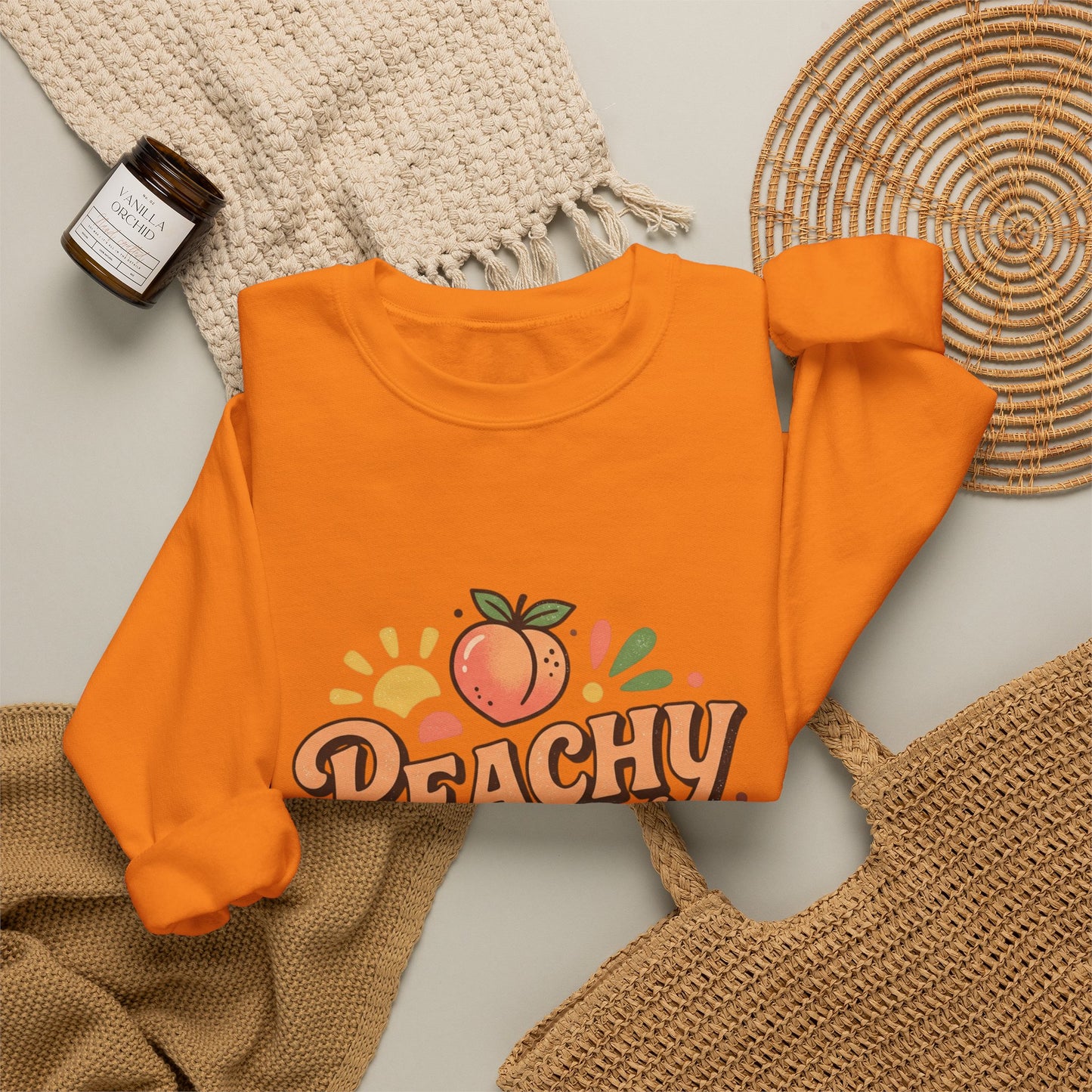 Peachy Keen Sweatshirt – Cute Retro Peach Graphic Crewneck