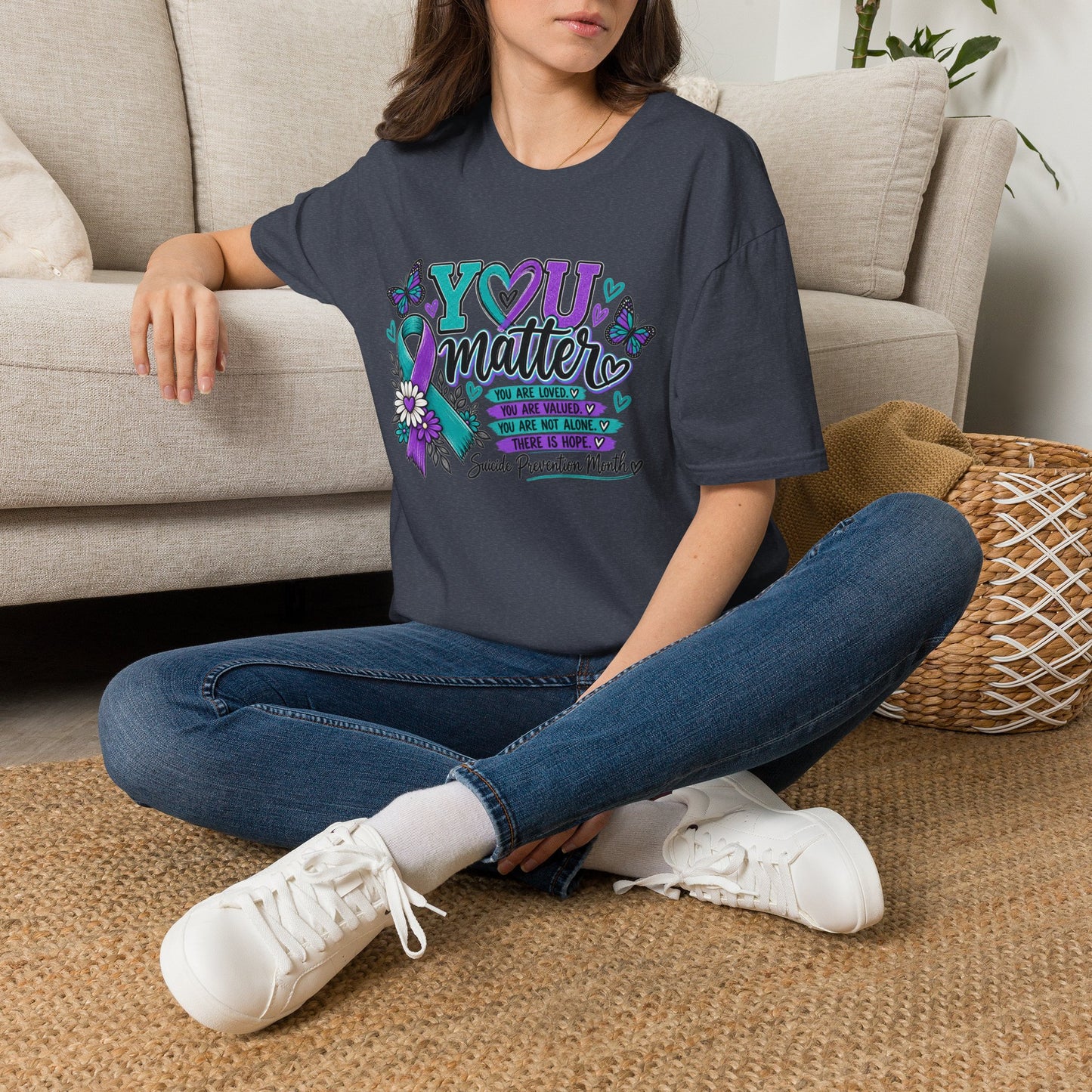 You Matter Tee — Suicide Prevention Awareness T-Shirt (Purple & Teal Ribbon)