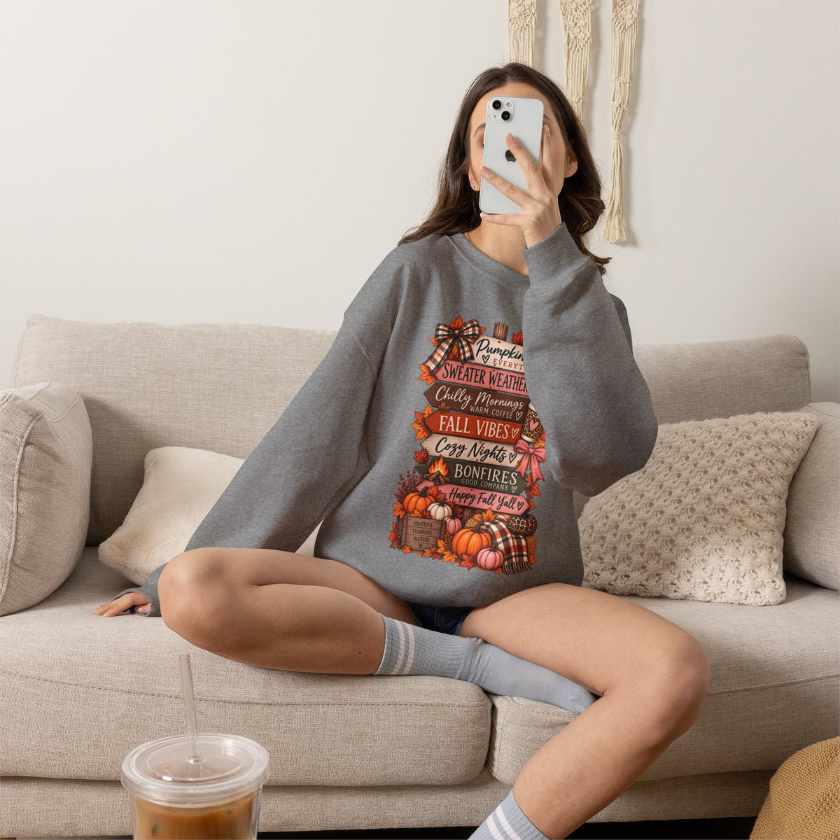 Fall Vibes Sweatshirt — Pumpkin Spice, Cozy Nights Crewneck